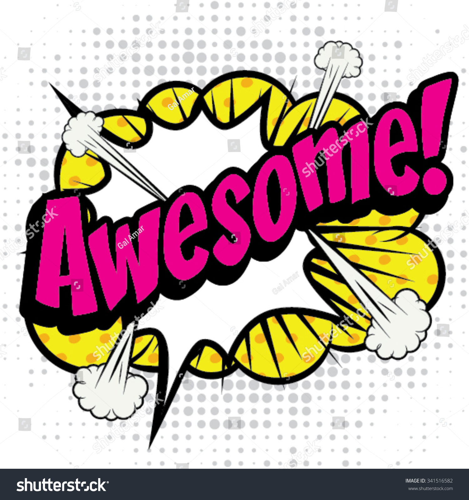 Pop Art Comics Icon Awesome Speech Stock Vector 341516582 - Shutterstock