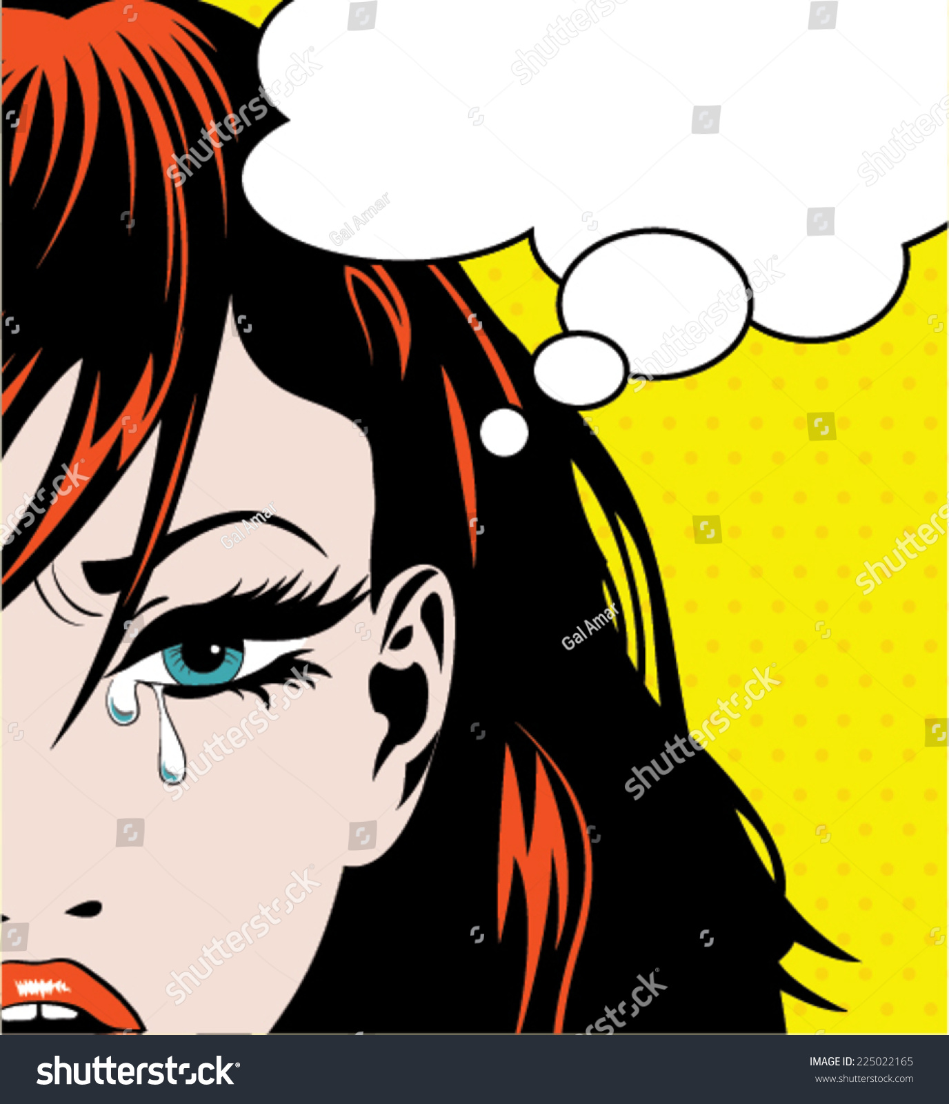 Pop Art Crying Girl Stock Vector (Royalty Free) 225022165