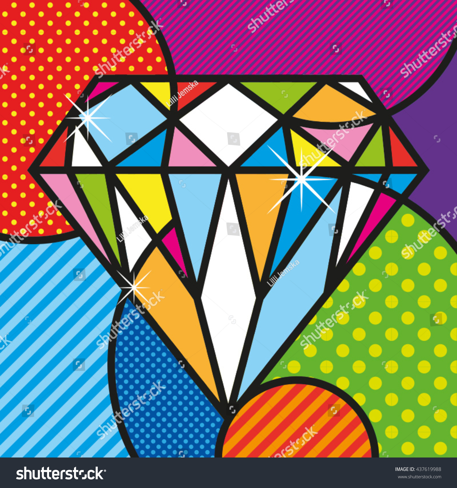  Pop  Art  Diamond Brilliant Luxury Jewelry Stock Vector 