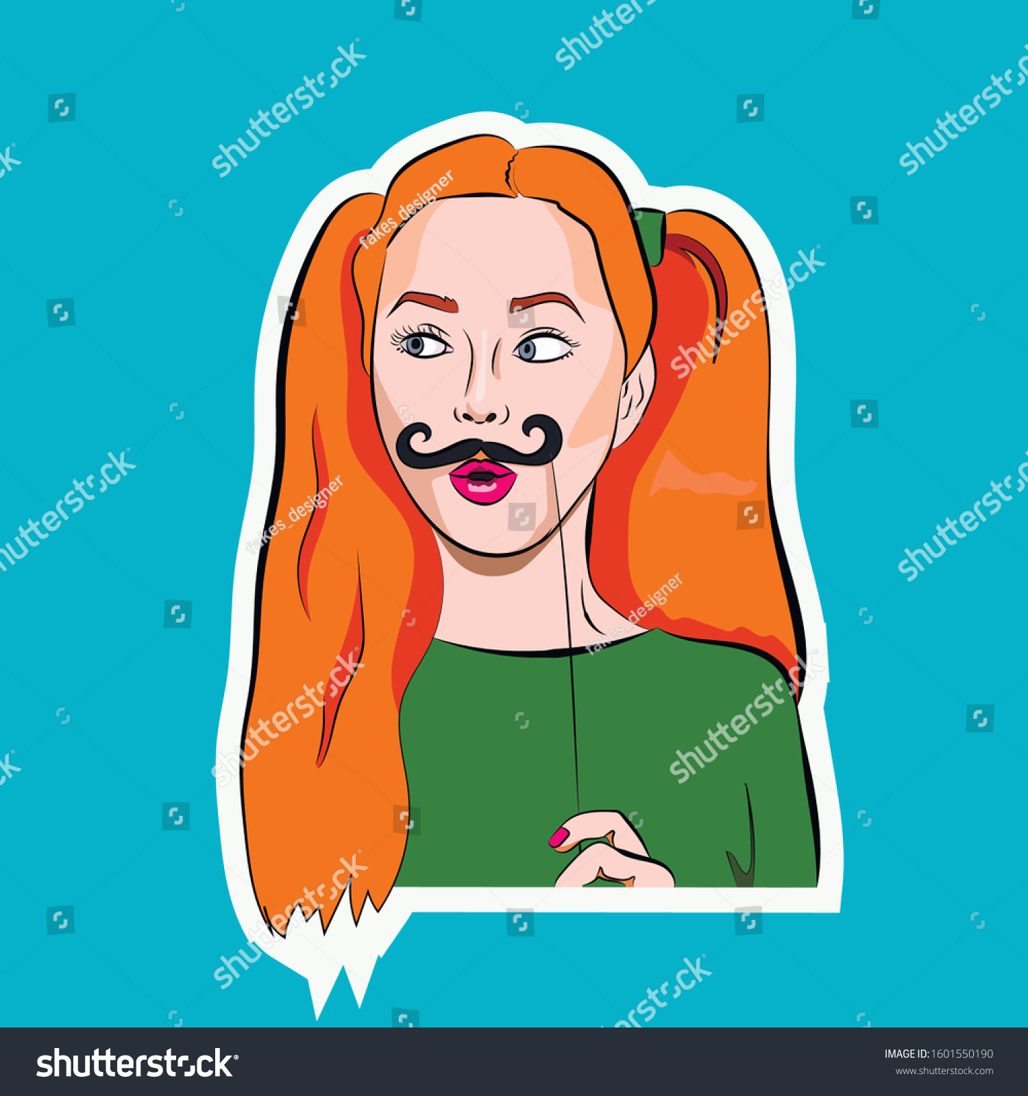 Pop Art Face Young Sexy Red Stock Vector Royalty Free 1601550190 Shutterstock 