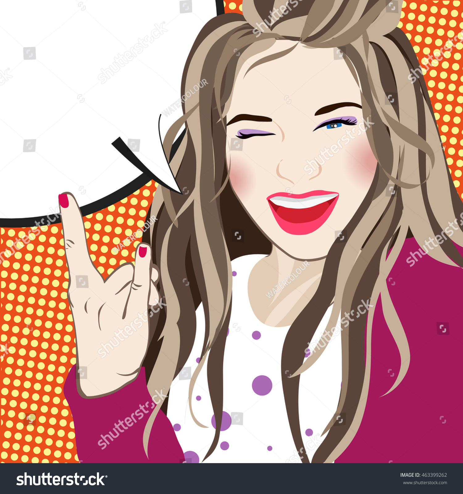 Pop Art Girl Showing Heavy Metal Stock Vector Royalty Free