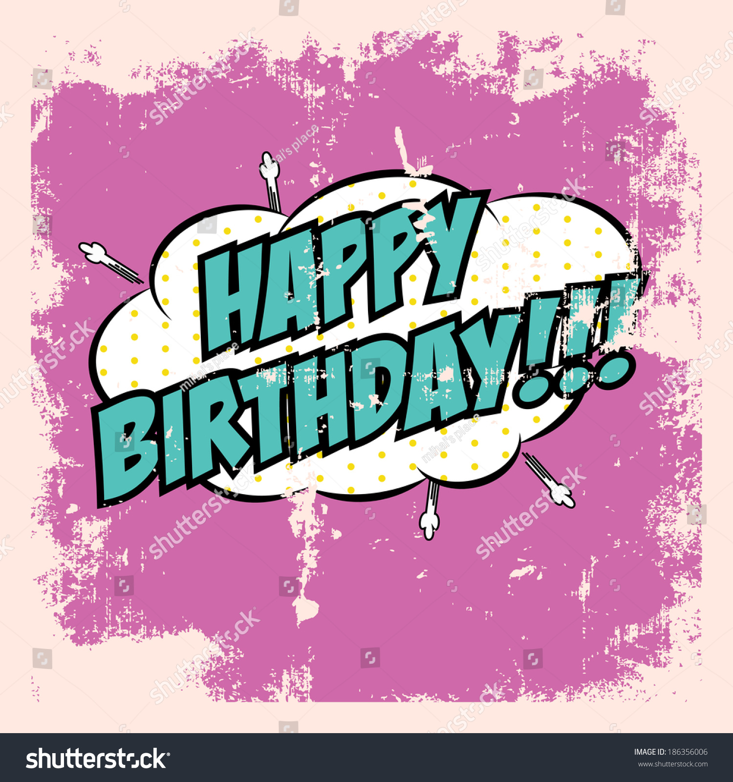 Pop Art Happy Birthday Card Illustration Stock Vector 186356006 ...