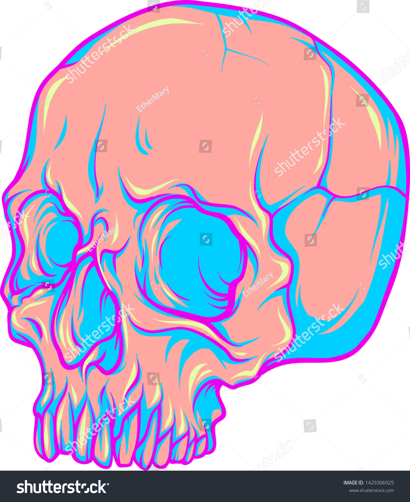 Pop Art Human Skull Vector Illustration Stock Vector (royalty Free 