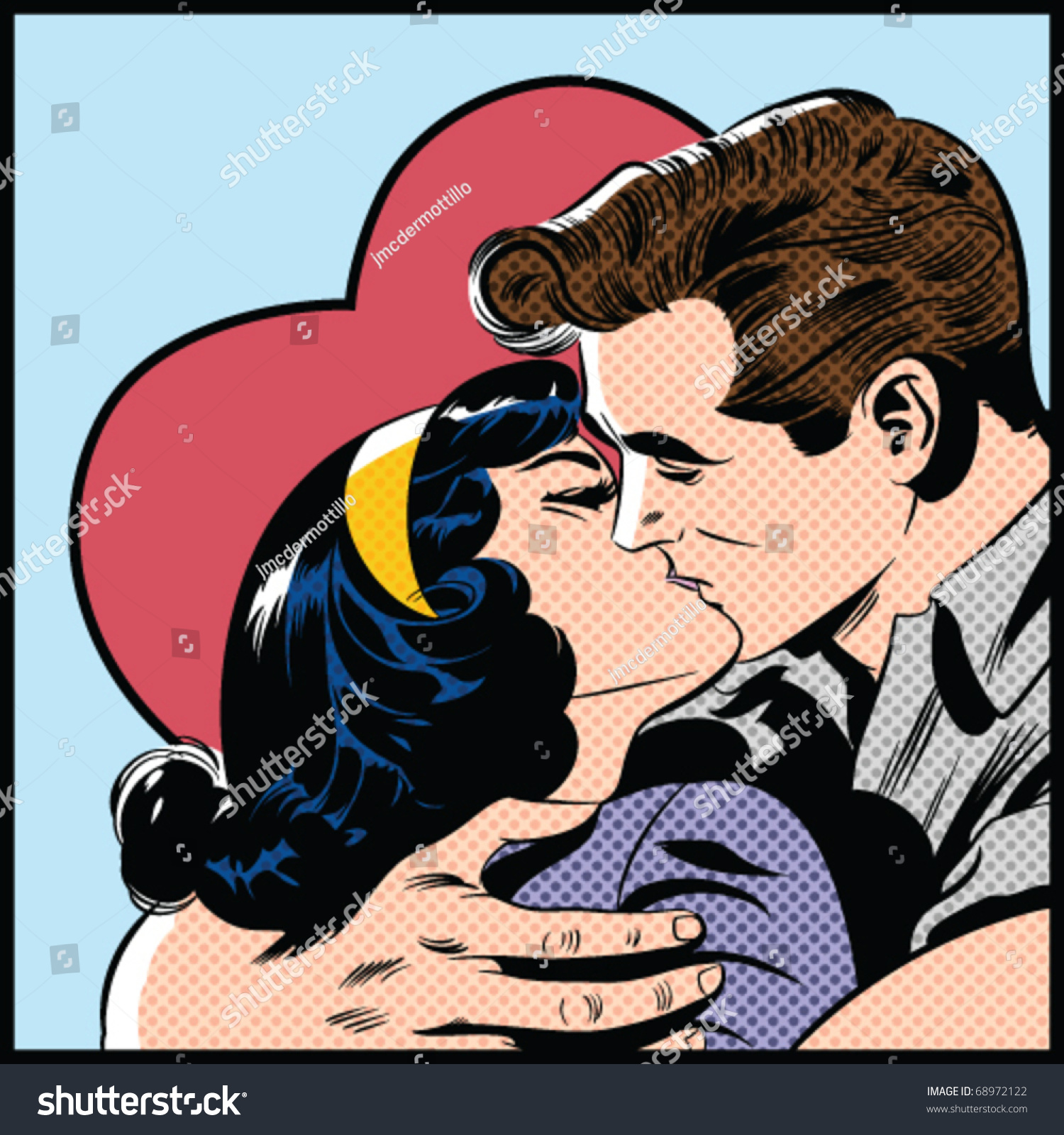 Pop Art Kissing Couple Stock Vector 68972122 Shutterstock