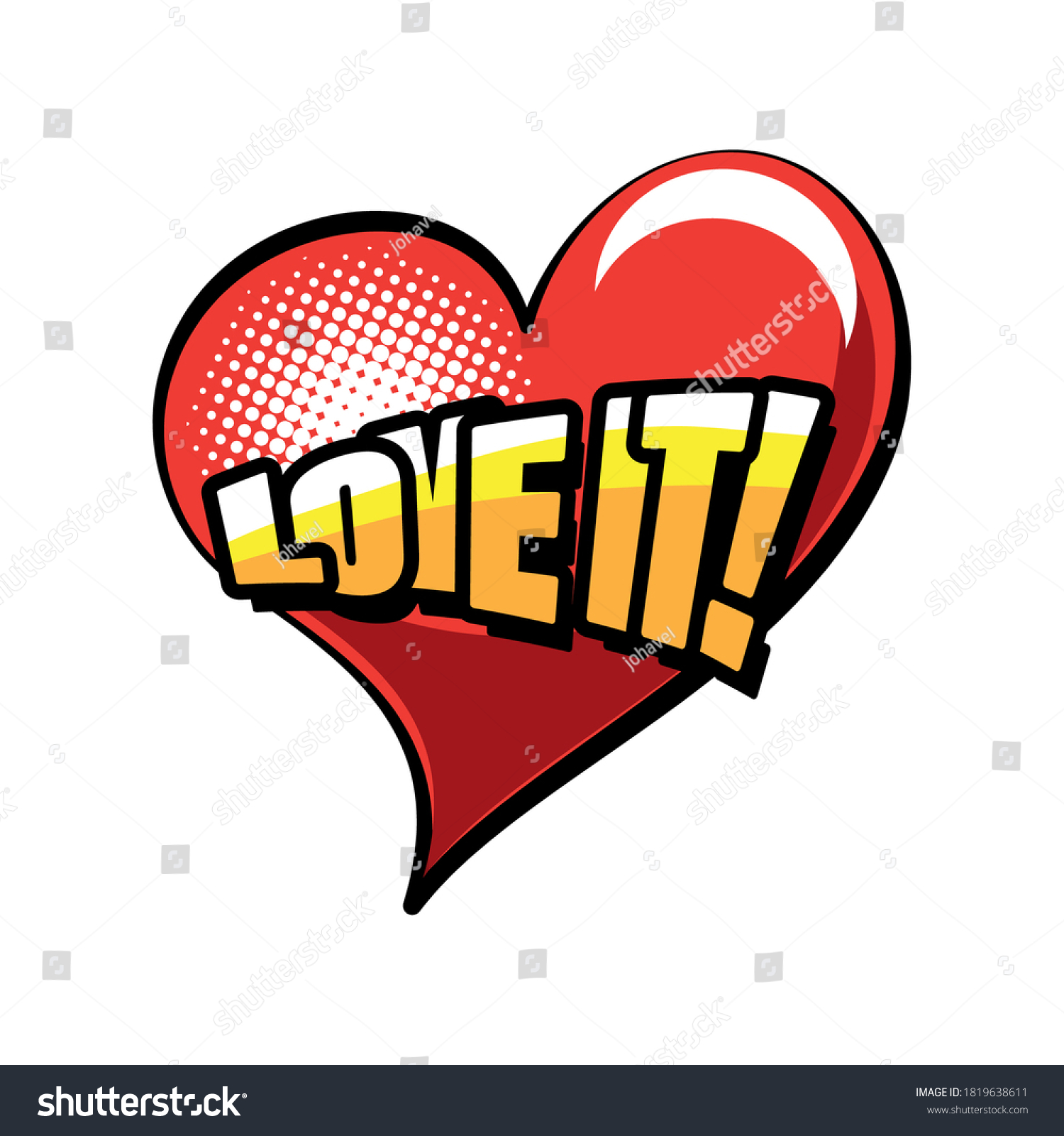 Pop Art Love Heart Detailed Style Stock Vector Royalty Free 1819638611 Shutterstock