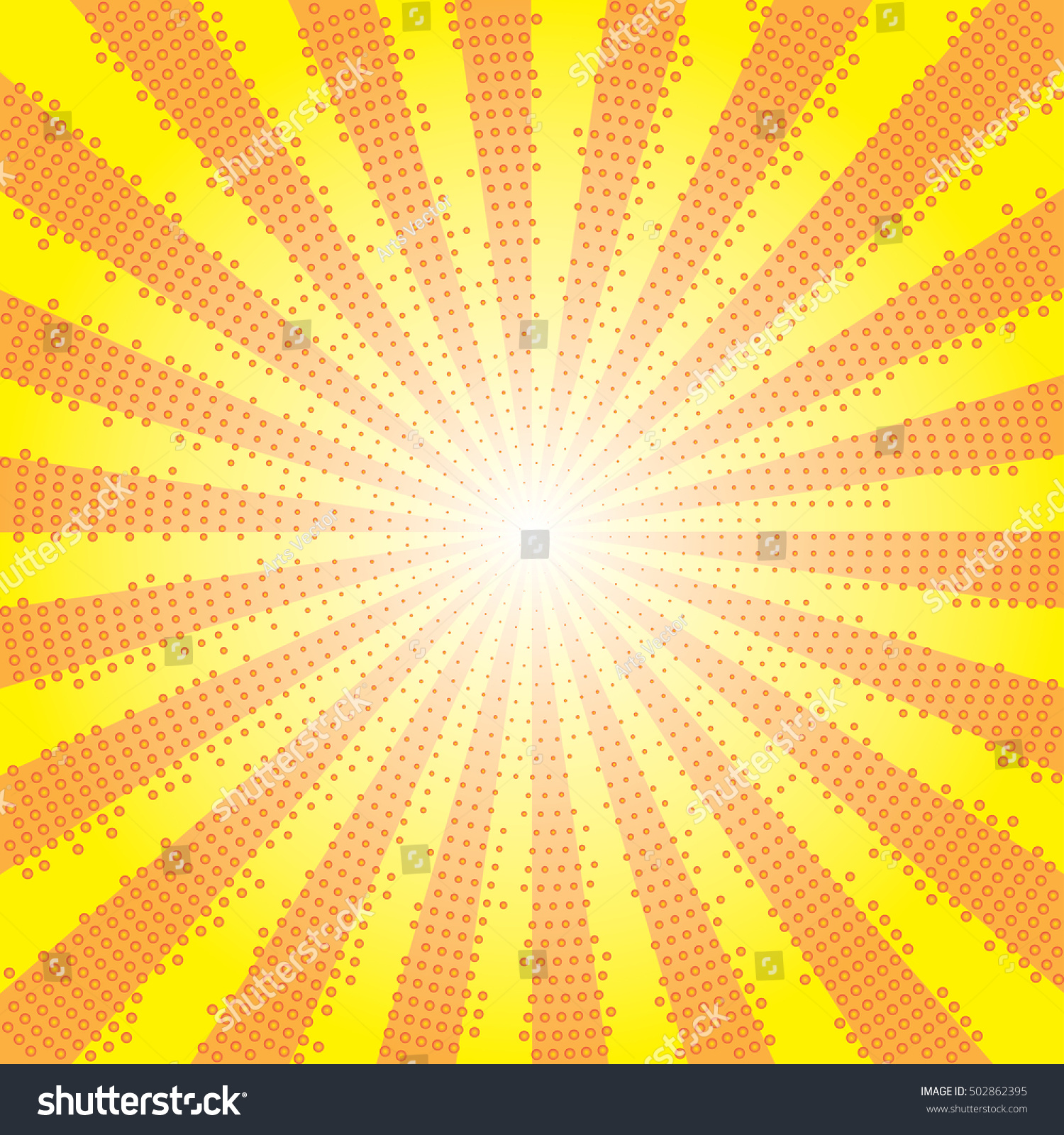 Pop Art Retro Rays Comic Yellow Gradient Halftone Background Stock ...