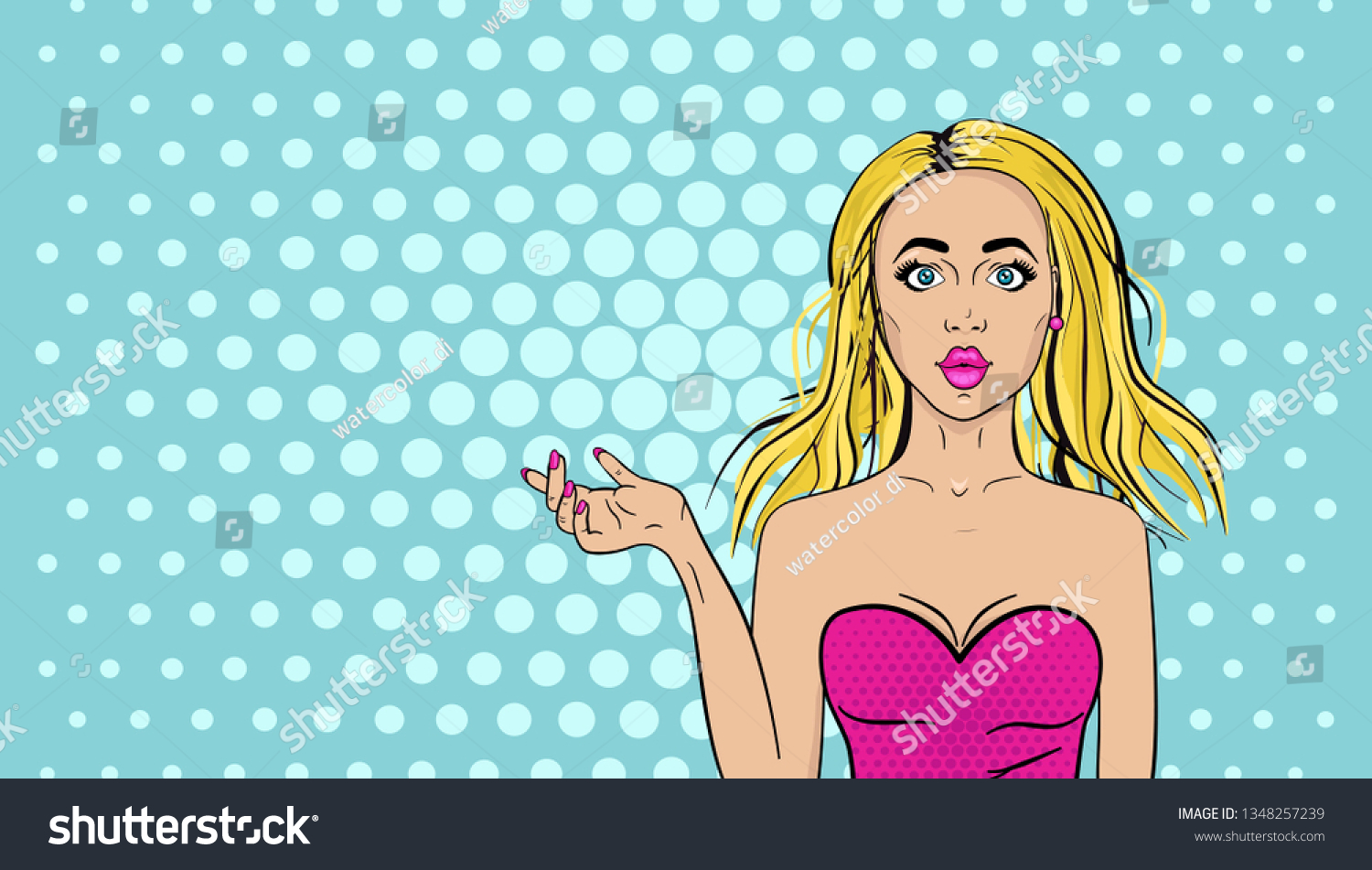 Pop Art Sexy Woman Blonde Hair Stock Vector Royalty Free 1348257239