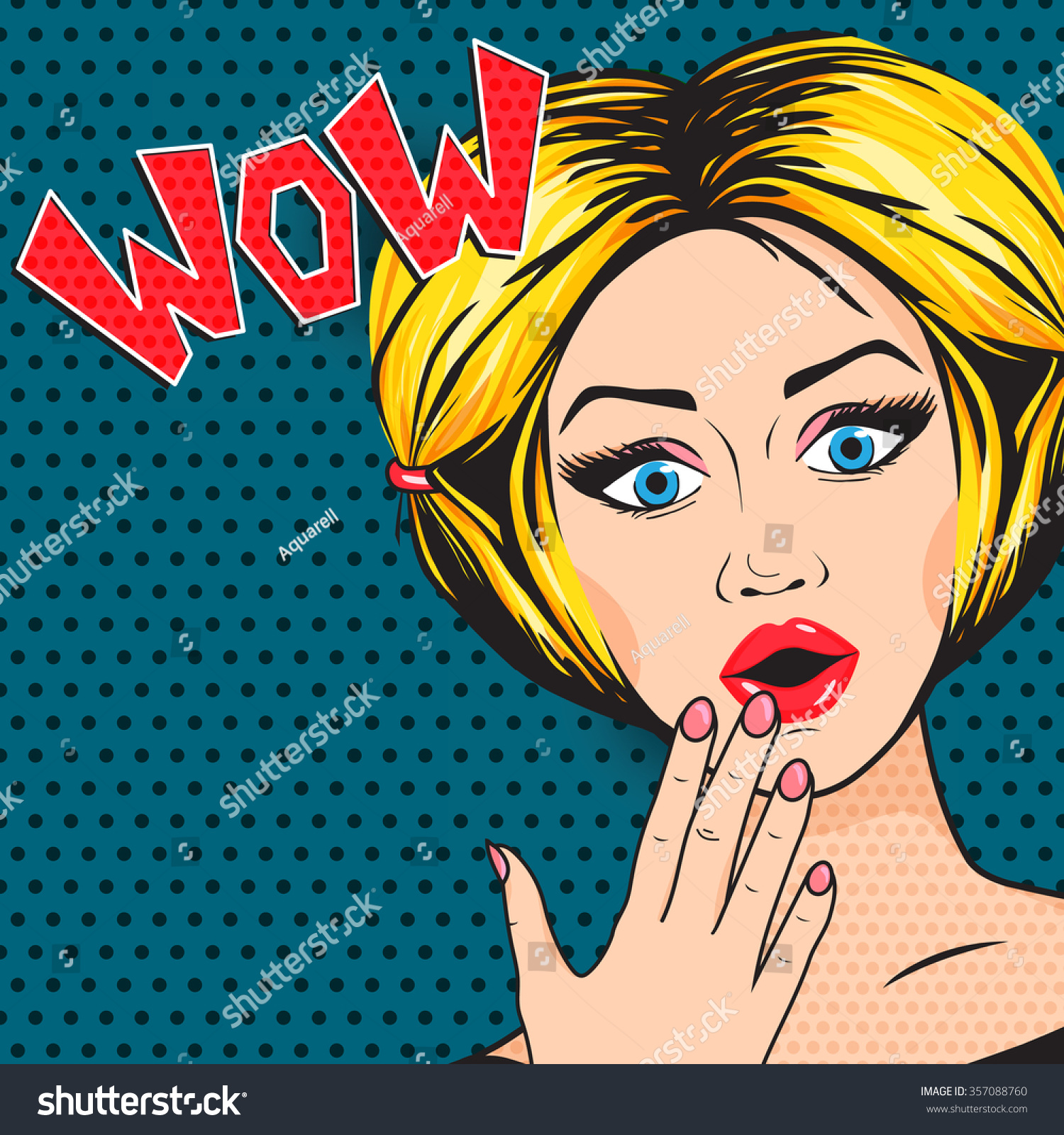 Pop Art Shocked Woman Open Mouth Stock Vector Royalty Free 357088760