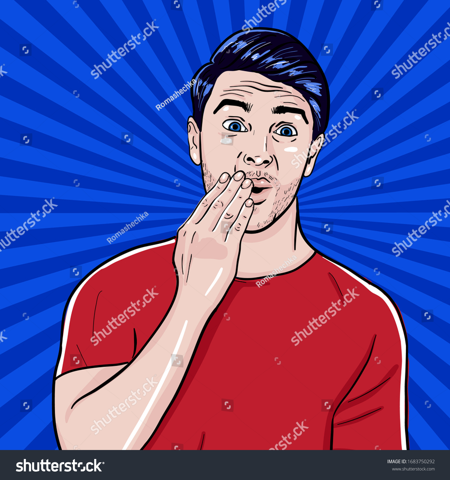 Pop Art Shocked Young Man Covering Stock Vector (Royalty Free ...