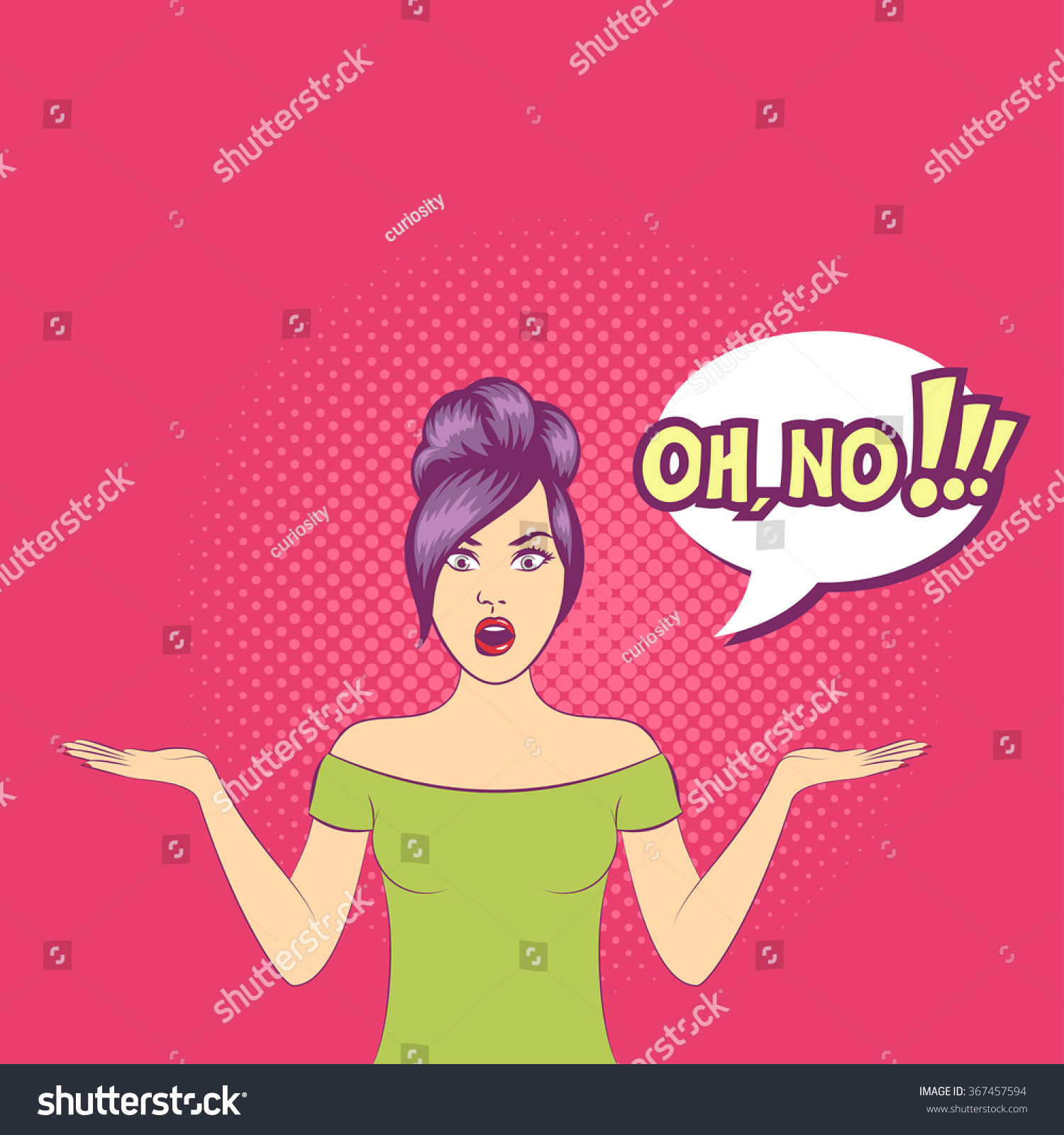 Pop Art Surprised Woman Face Open Stock Vector Royalty Free 367457594 Shutterstock 