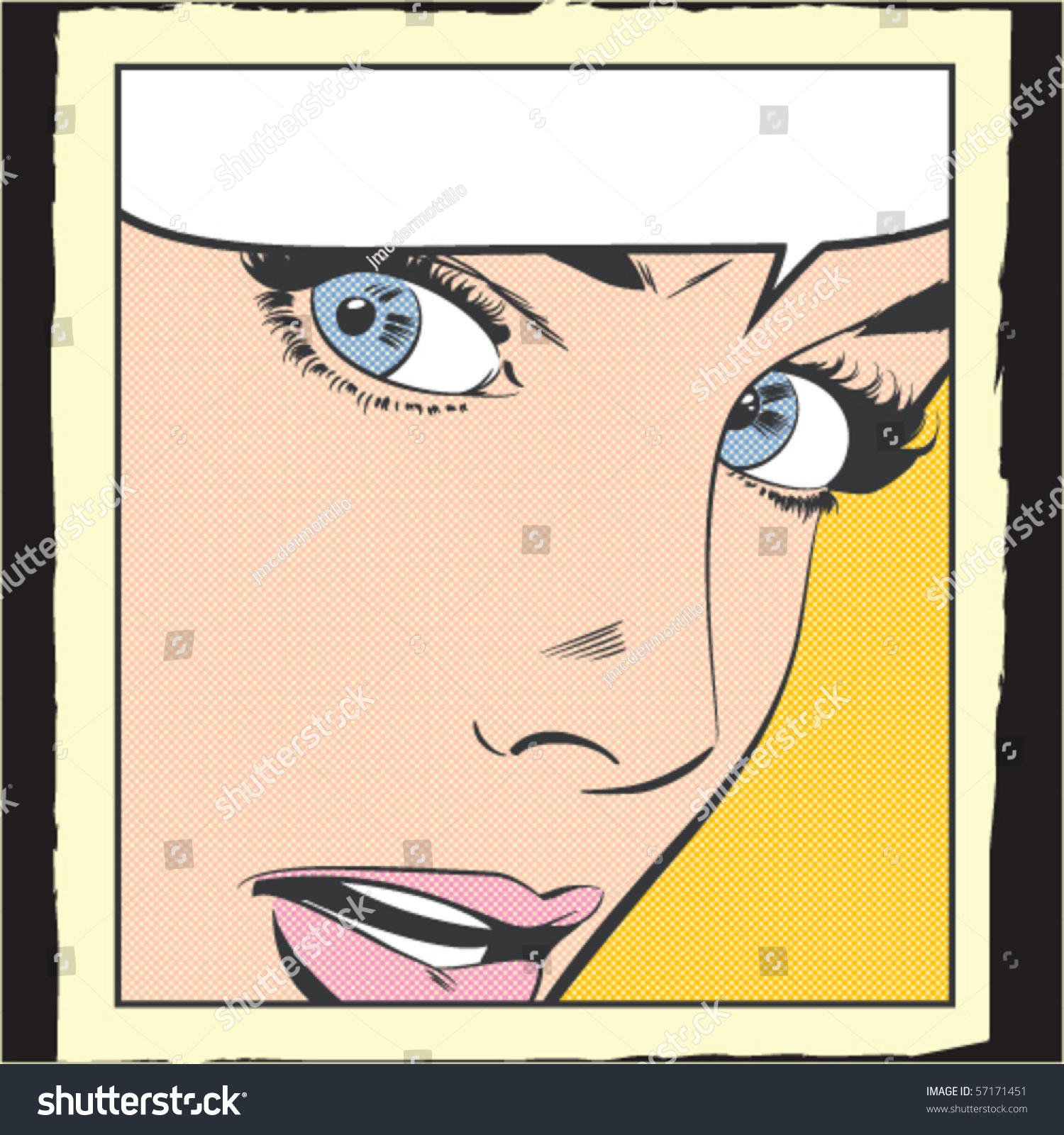 Pop Art Vector Illustration Of A Woman'S Face - 57171451 : Shutterstock