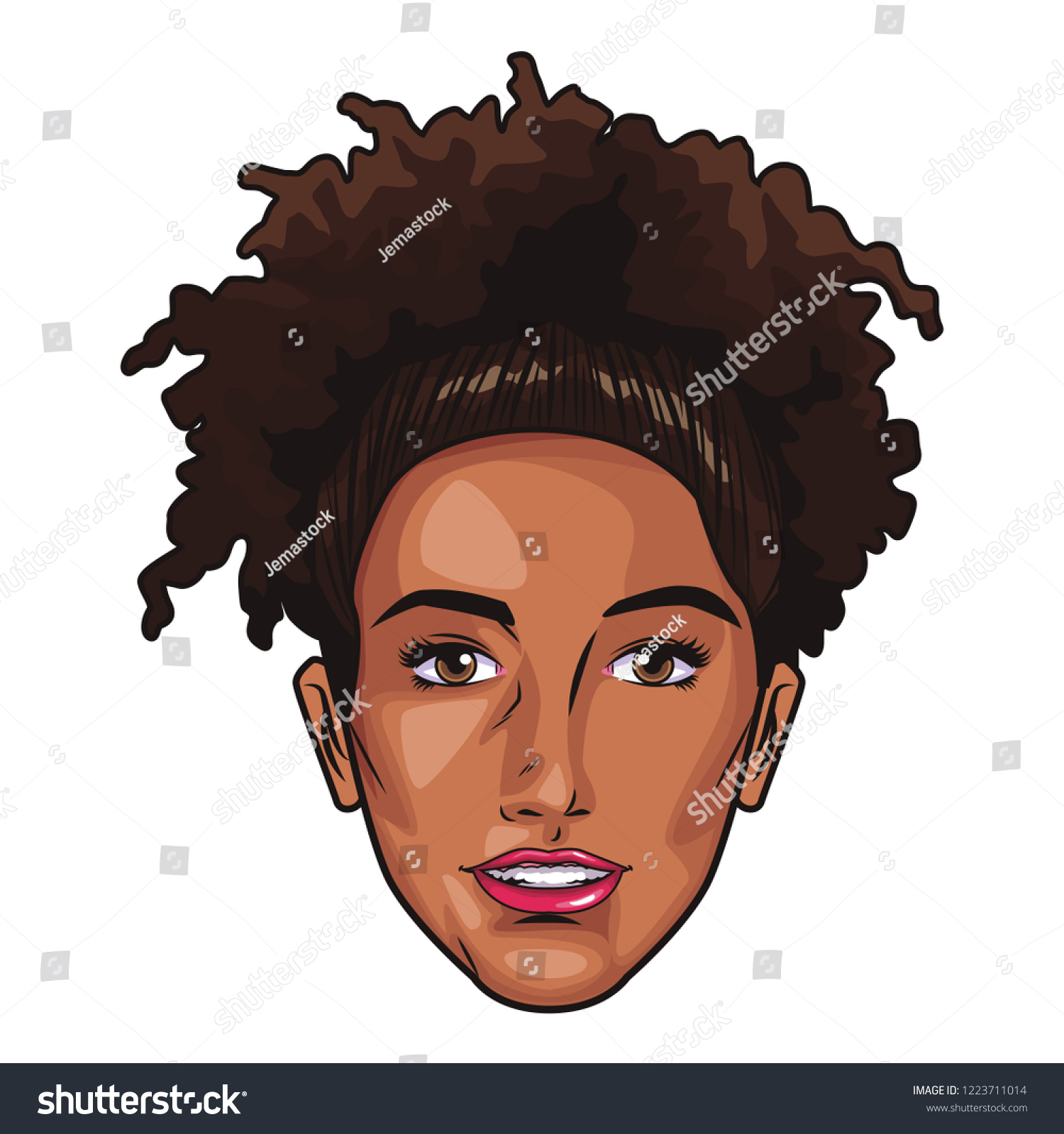 Pop Art Woman Cartoon Face Vector De Stock Libre De Regalías 1223711014 Shutterstock