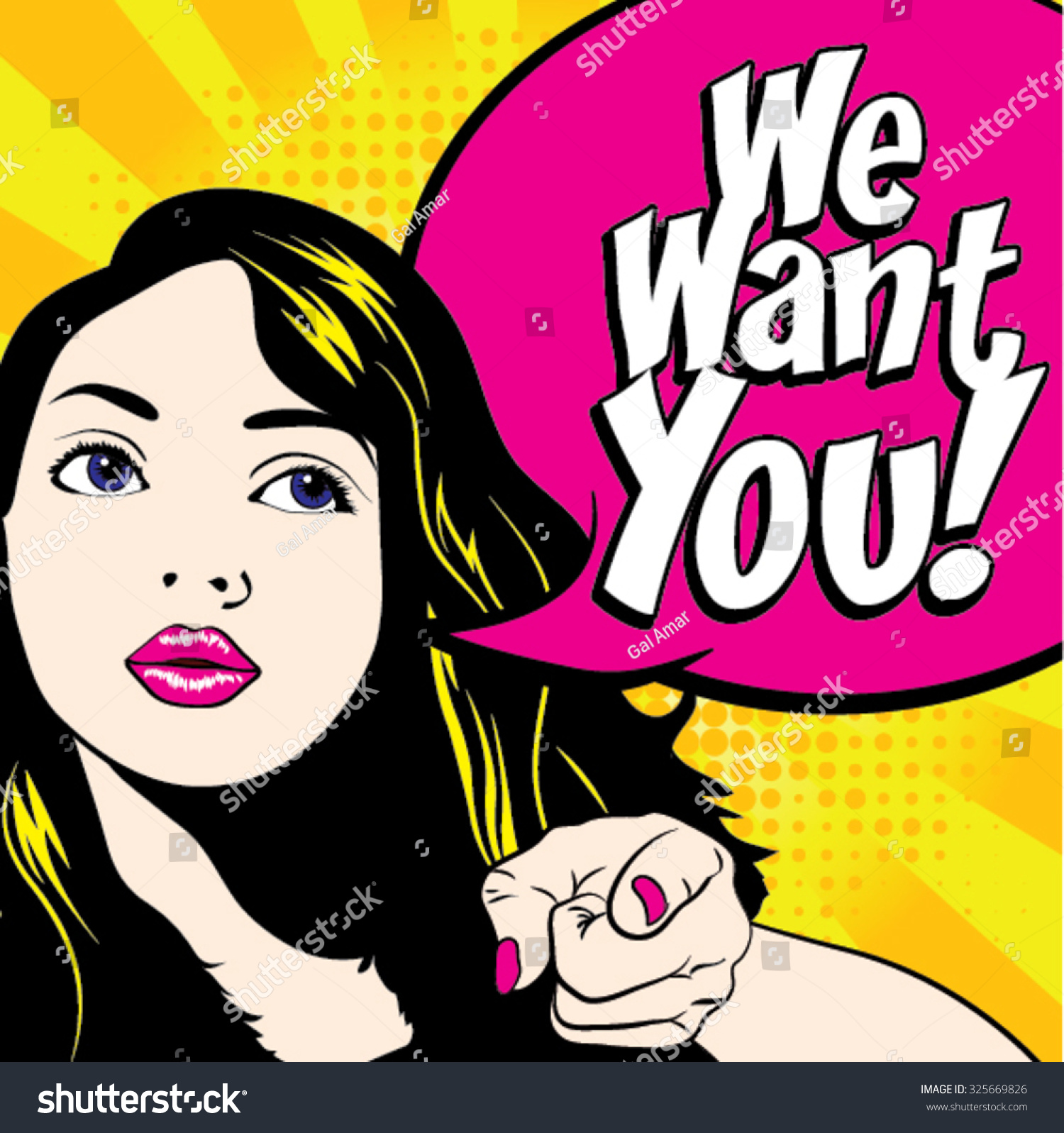 Pop Art Woman We Want You Stock Vektorgrafik Lizenzfrei 325669826