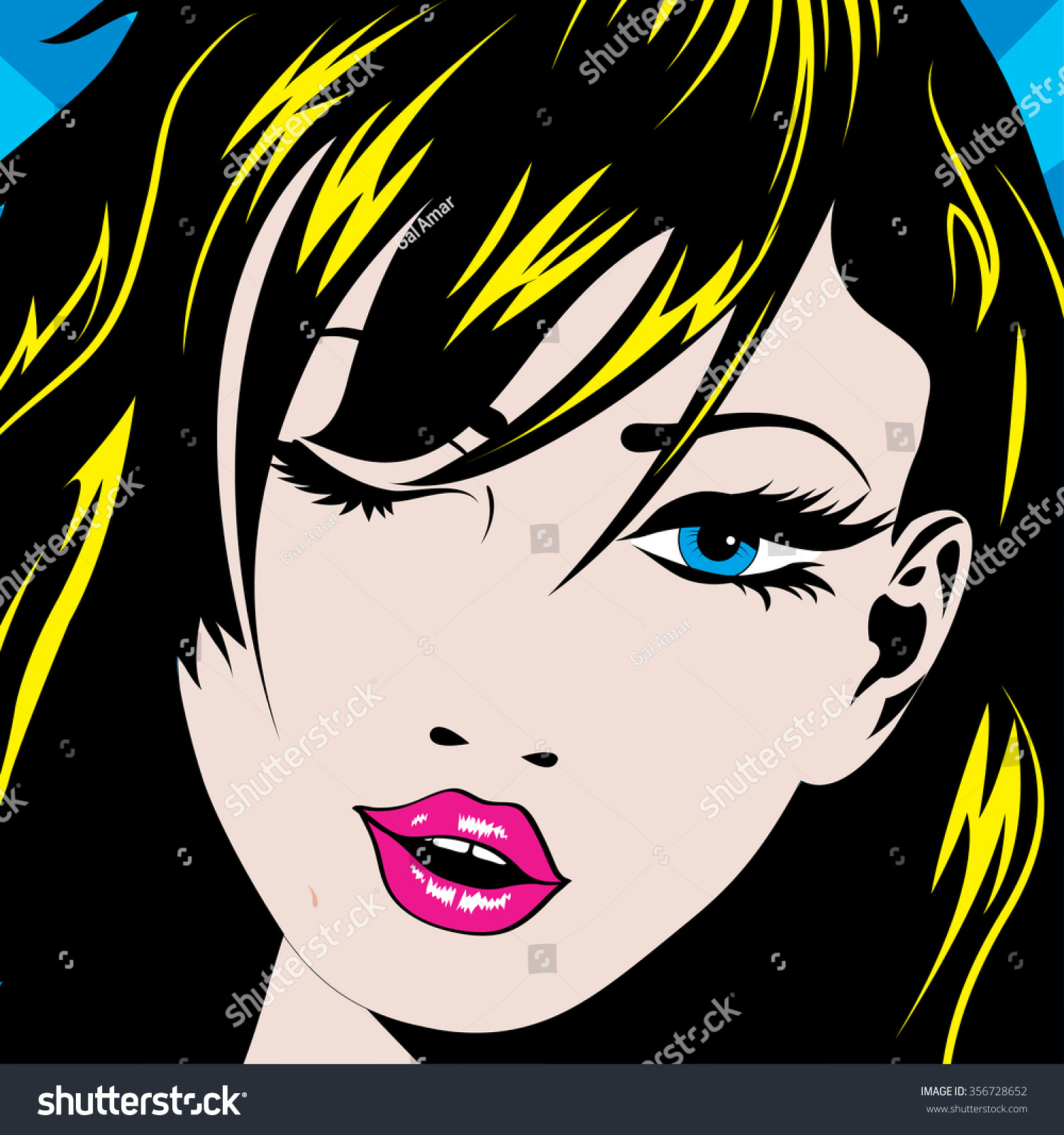 Pop Art Woman Winks Vector Illustration Stock Vector Royalty Free 356728652 9173