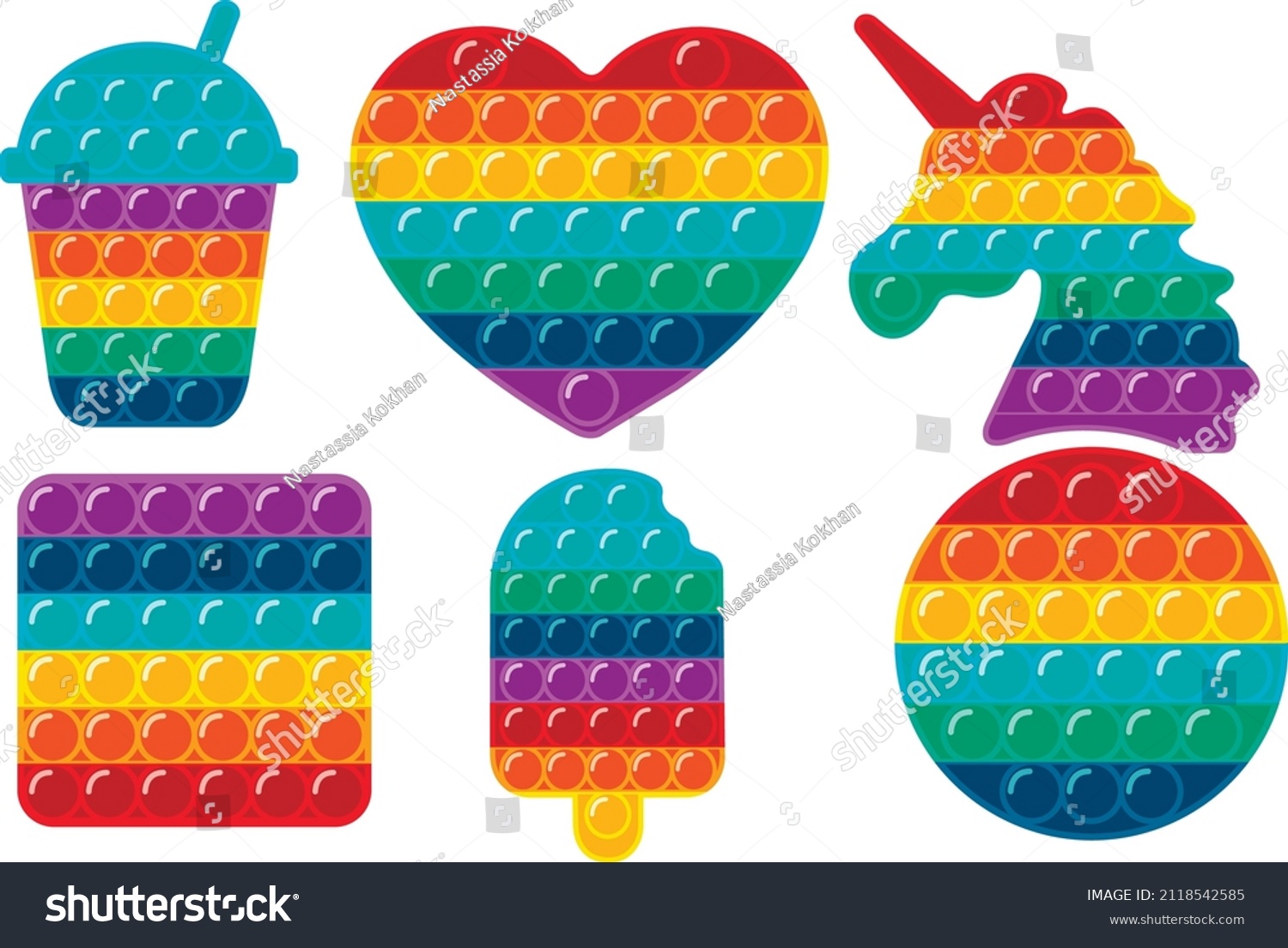 SVG of pop it svg vector Illustration isolated on white background. circle svg cup pop it heart ice cream svg square unicorn svg for child, funny vector graphics, banner and gift design svg