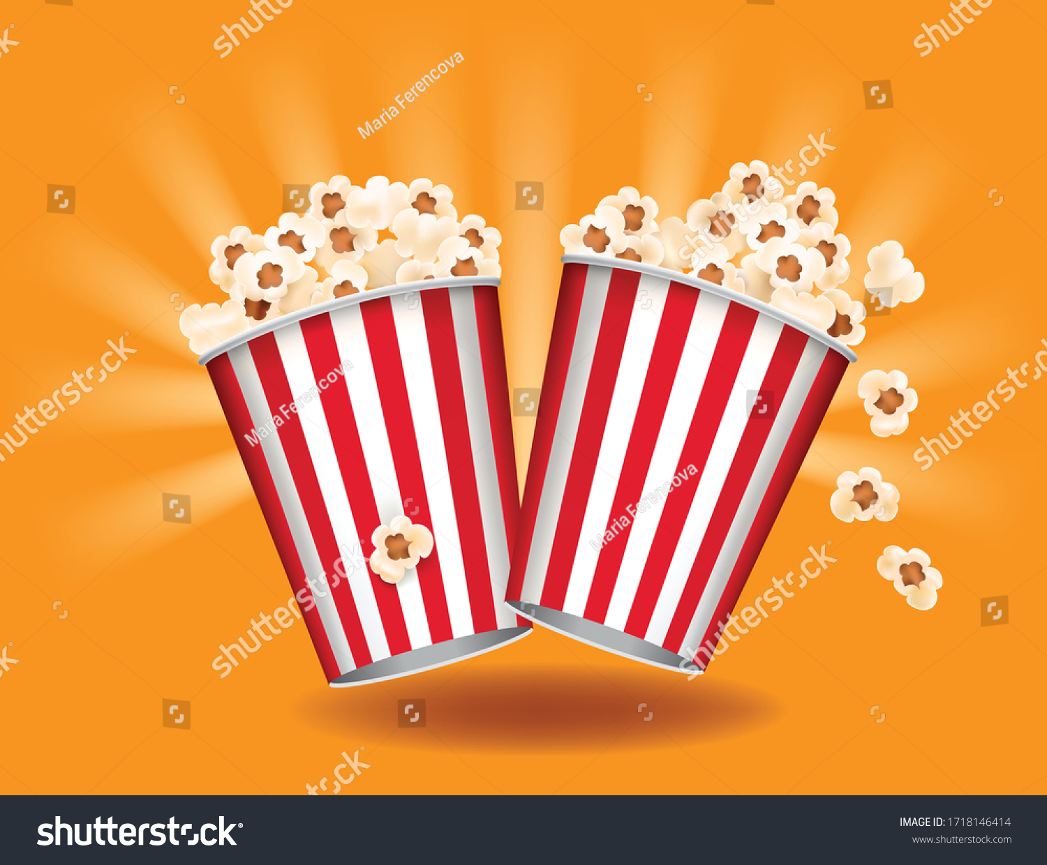 Popcorn Boxes On Orange Background Stock Vector (Royalty Free ...