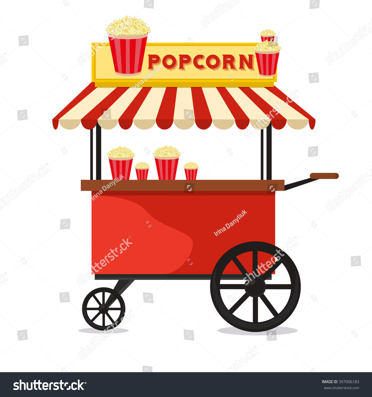 Popcorn Cart Carnival Store Fun Festival Stock Vector 397006183 ...