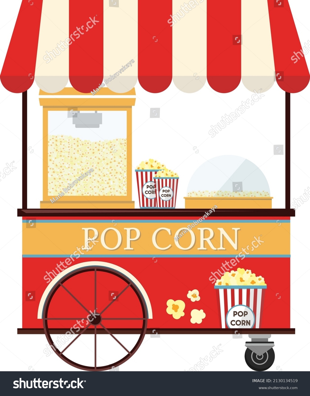 Popcorn Cart Carnival Store Isolated On Stock Vector (Royalty Free ...