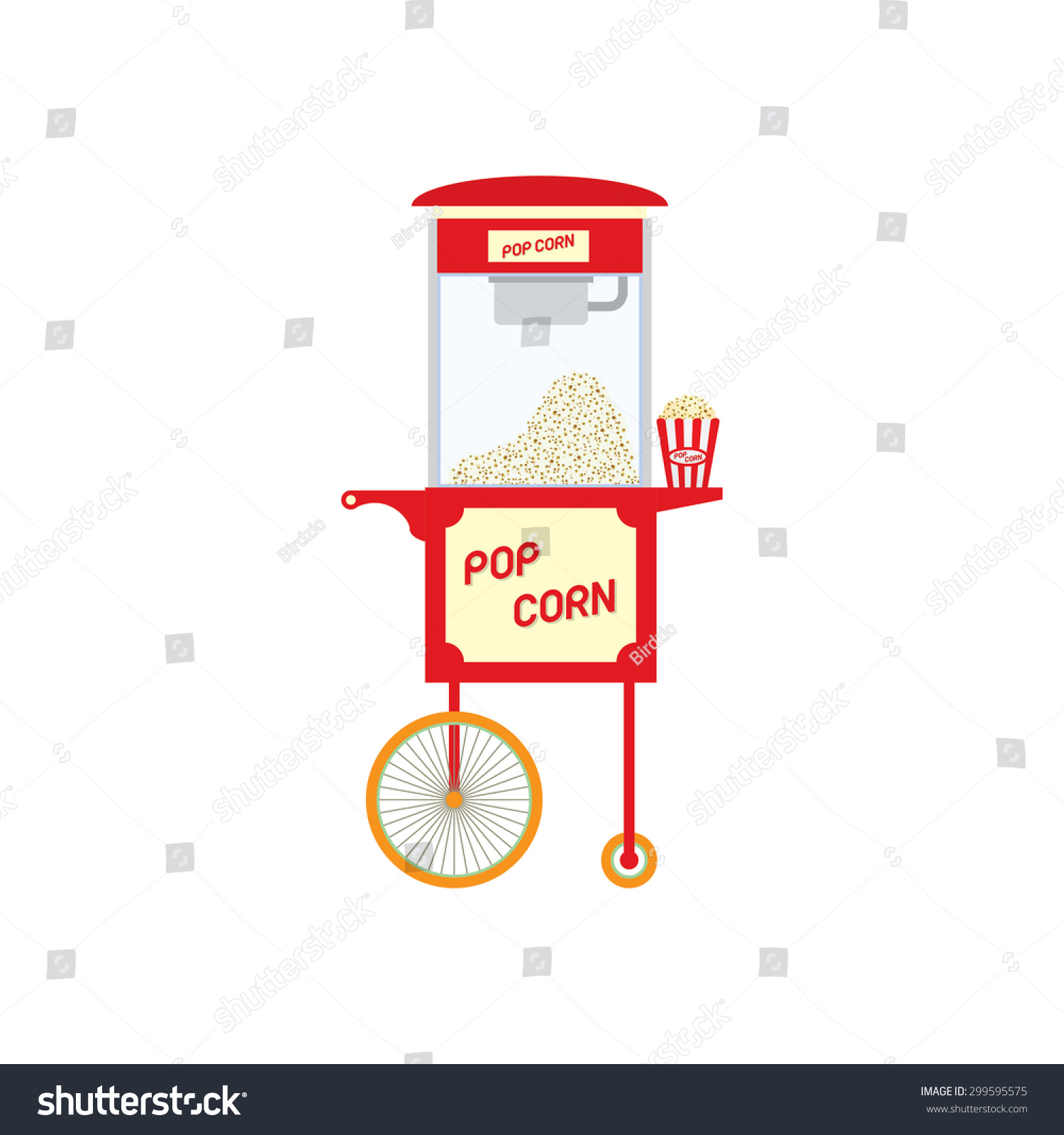 Popcorn Cart Vector Illustration Stock Vector 299595575 - Shutterstock