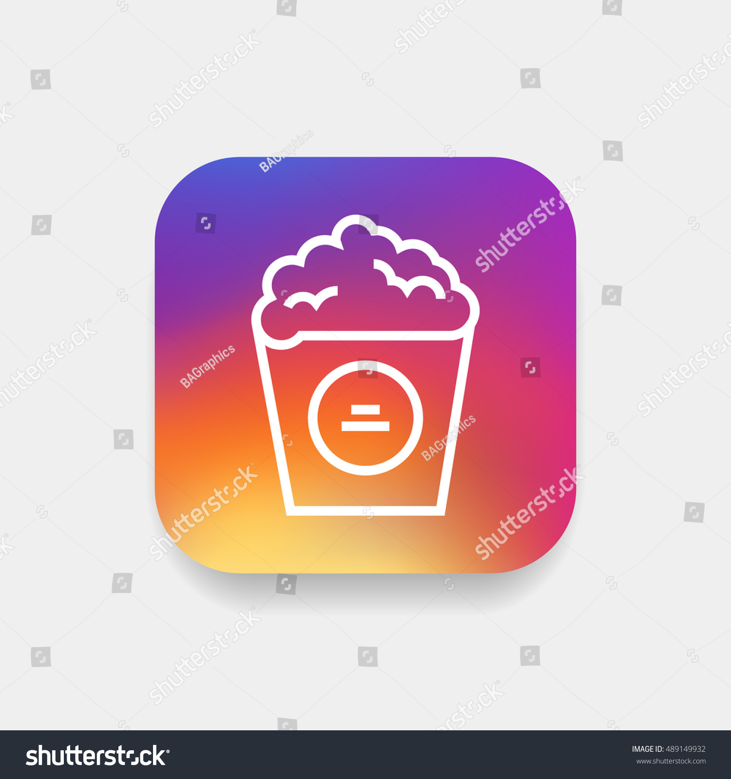 SVG of Popcorn icon vector, clip art. Also useful as logo, square app icon, web element, symbol, graphic image, silhouette and illustration. Compatible with ai, cdr, jpg, png, svg, pdf, ico and eps. svg