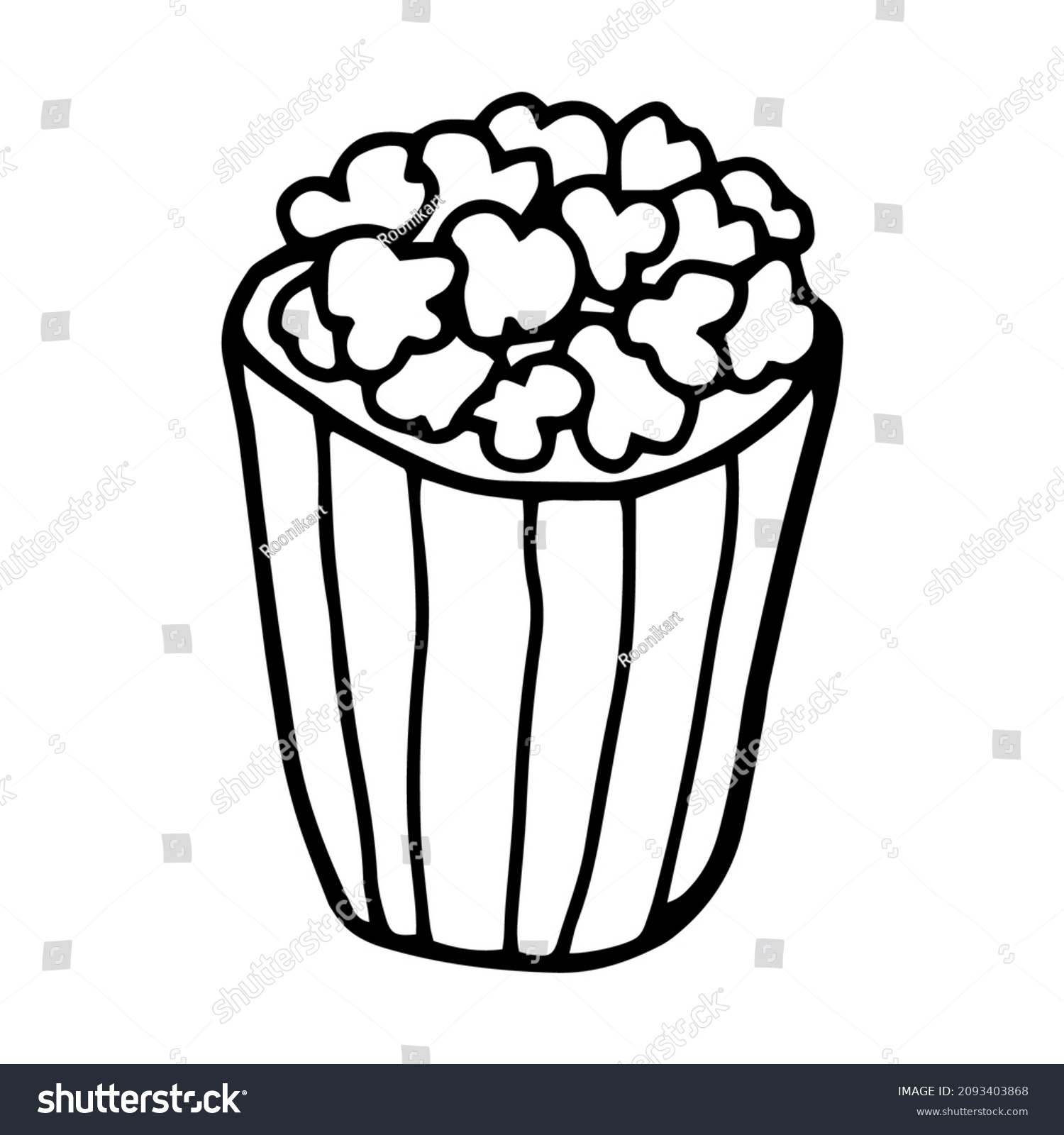 Popcorn Doodle Style Isolated Vector Stock Vector (Royalty Free