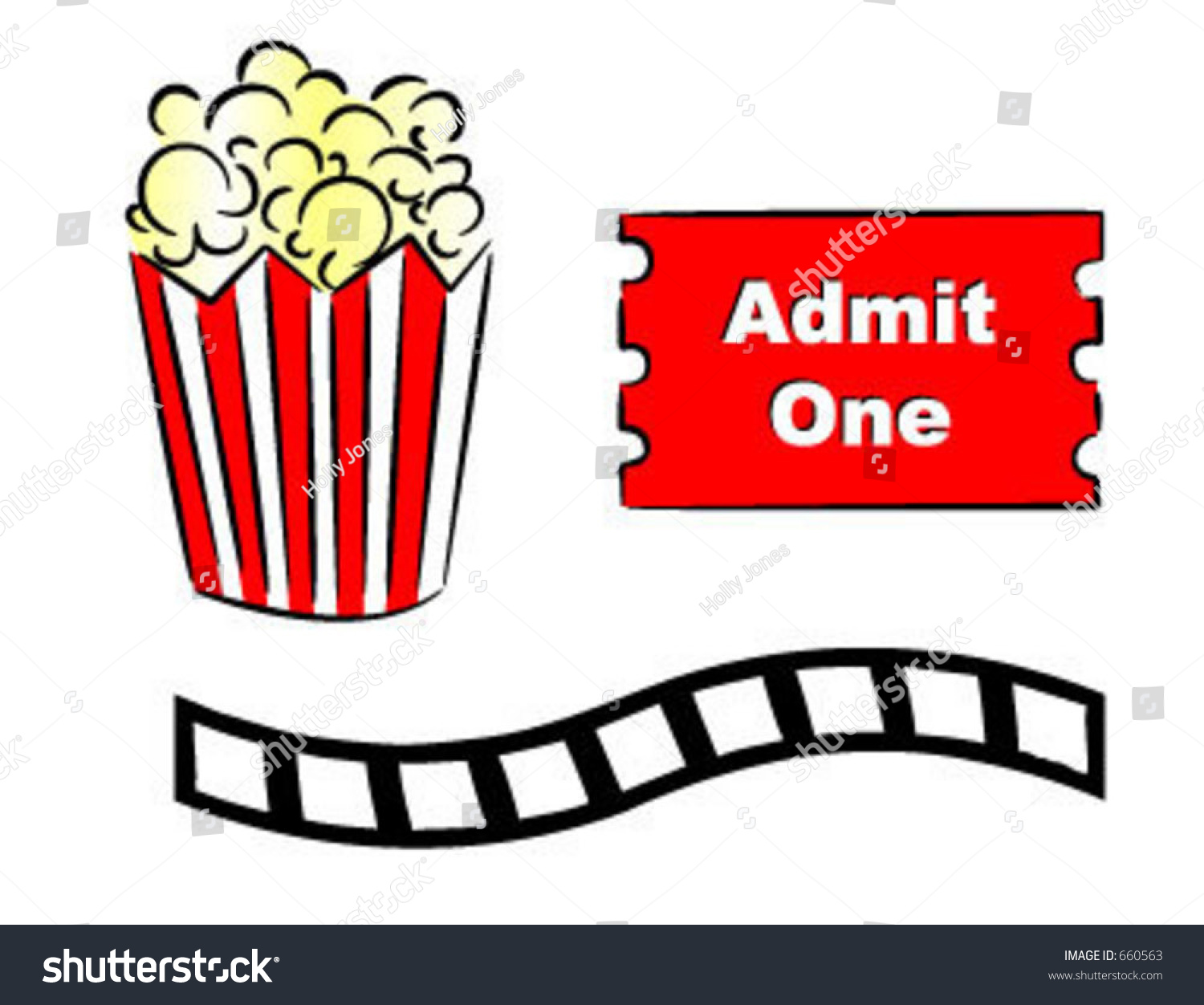 Popcorn Movie Ticket Film Stock Vector 660563 Shutterstock