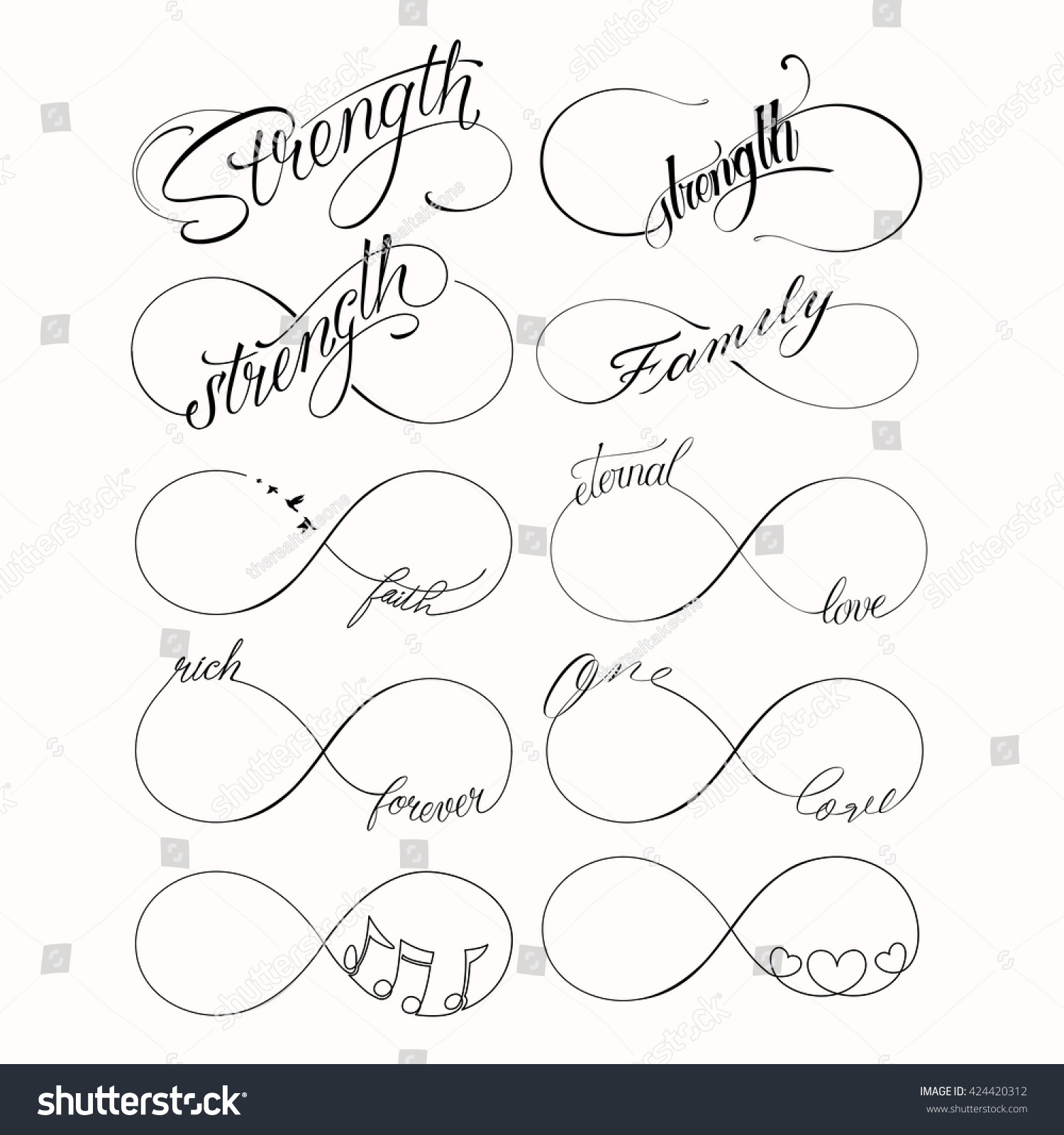 popular infinity symbols tattoo set 10 stock vector royalty free