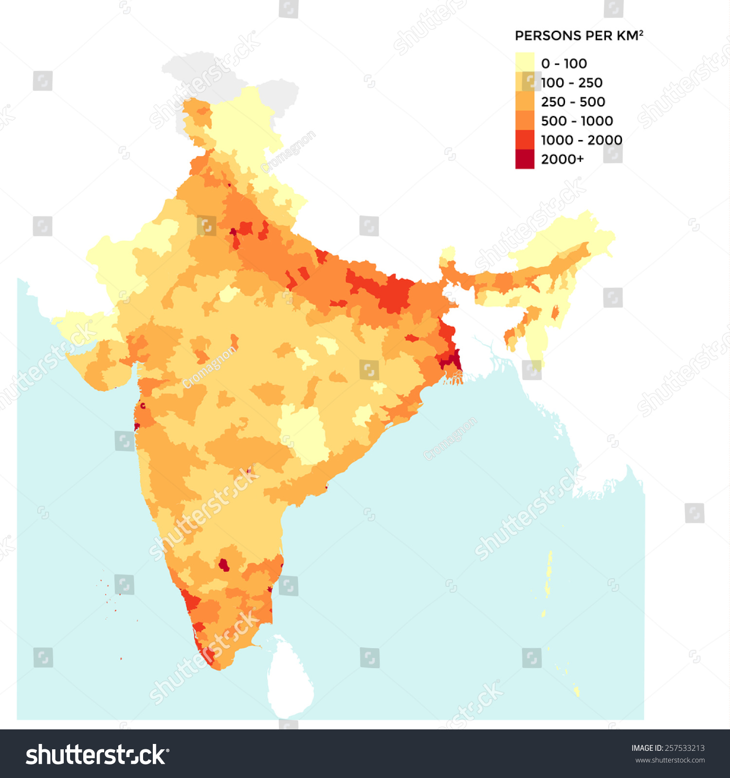 population-density-map-india-image-vectorielle-de-stock-libre-de