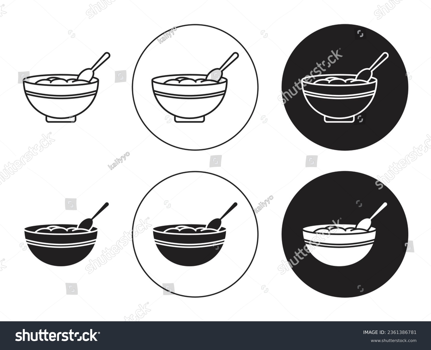 SVG of porridge icon set. cereal bowl vector symbol. rice food meal bowl with spoon sign in black filled and outlined style. svg