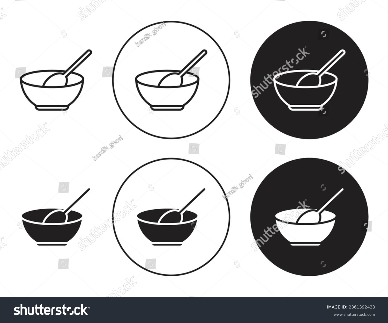 SVG of porridge vector icon set. cereal bowl symbol. rice meal or bowl oatmeal icon in black color. svg