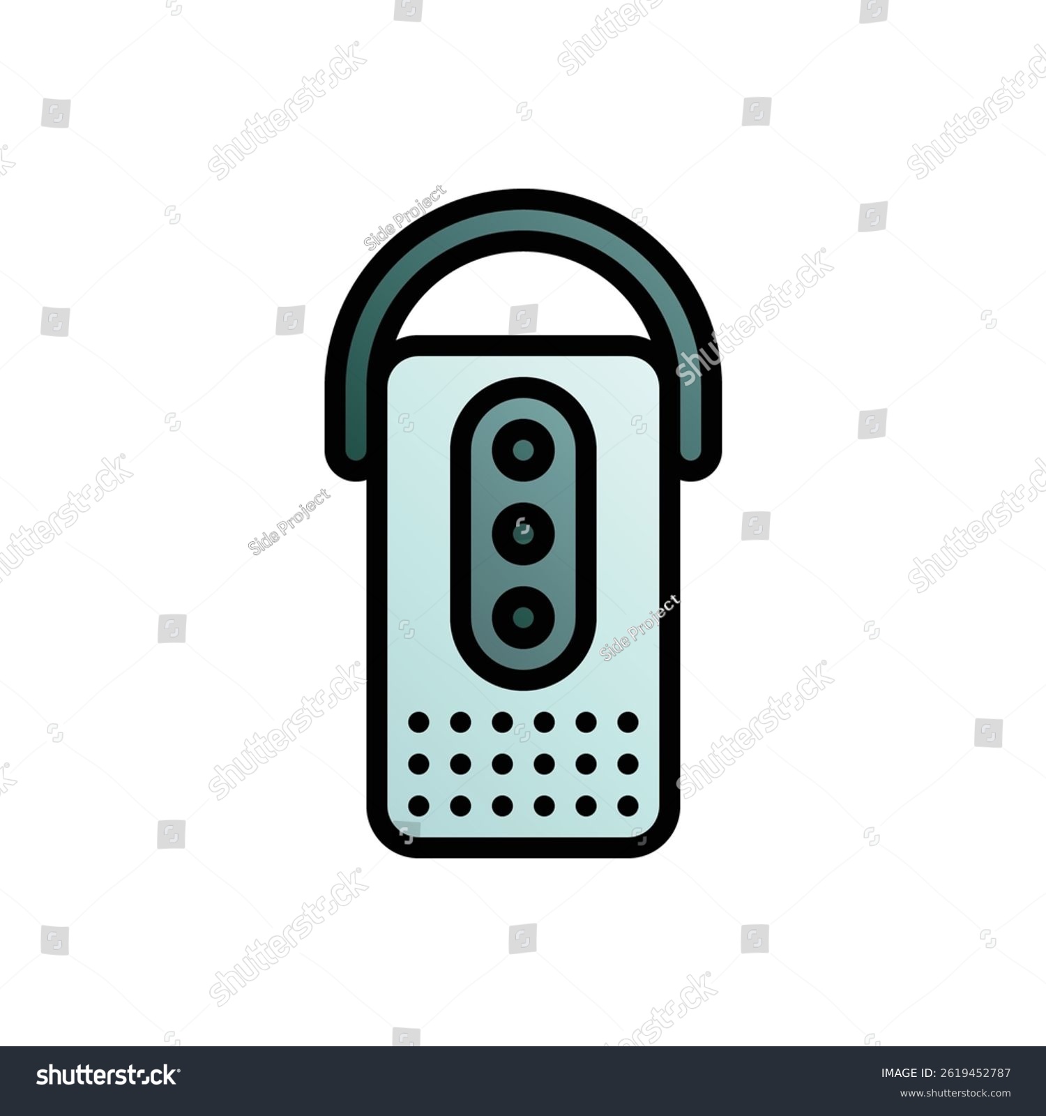 teal speaker with handle, black outline clip art preview