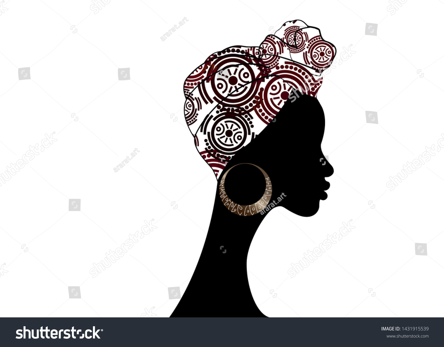 Portrait Beautiful Afro Woman Shenbolen Ankara Stock Vector Royalty