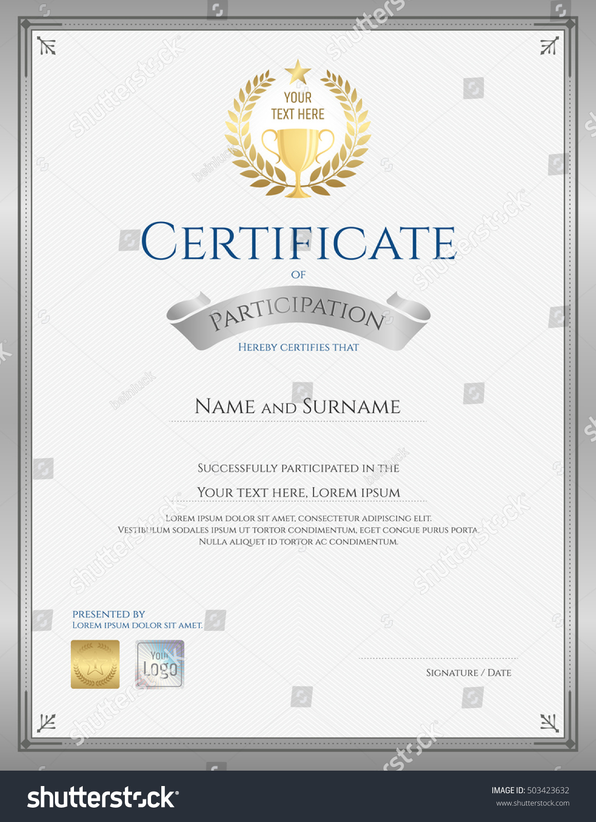 portrait certificate template achievement appreciation participation