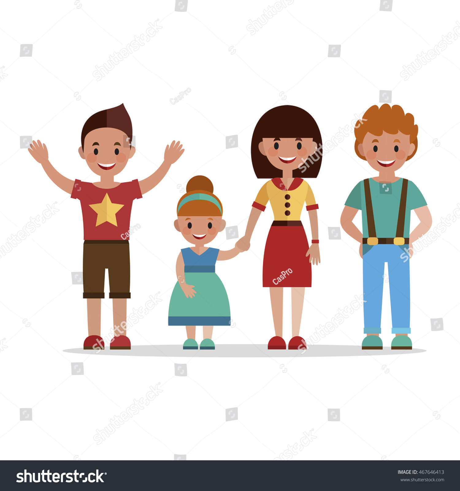 Portrait Is A Happy Children Stock Vector Illustration 467646413 ...