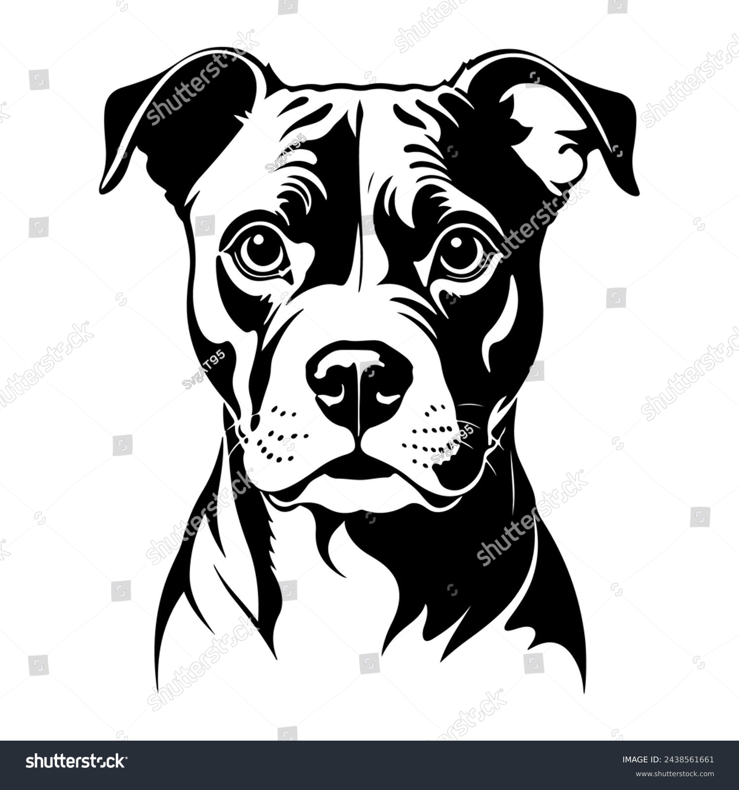 SVG of Portrait of a American Pit Bull Terrier Dog Vector isolated on white background, Dog Silhouettes. svg