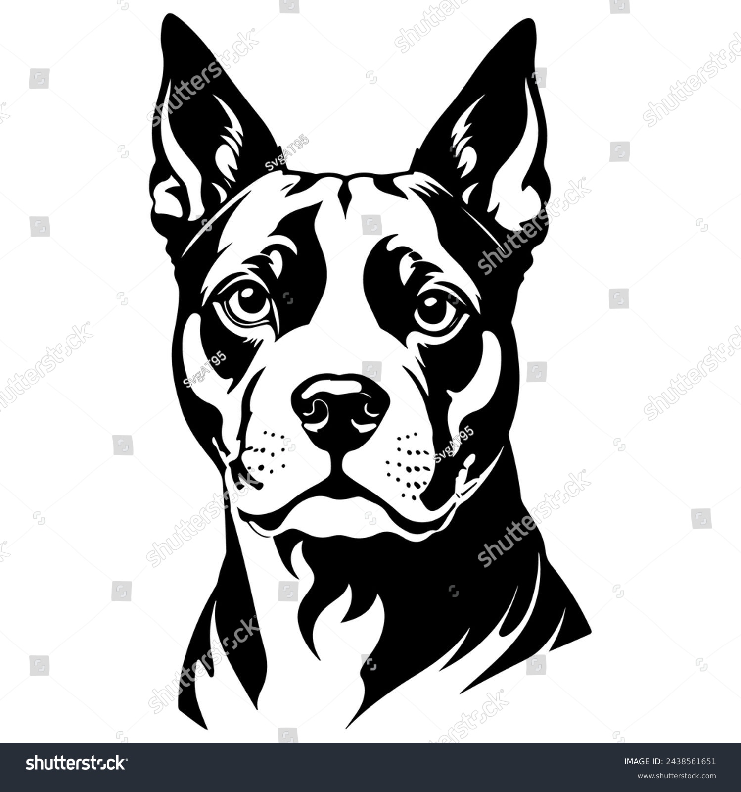 SVG of Portrait of a American Staffordshire Terrier Dog Vector isolated on white background, Dog Silhouettes. svg