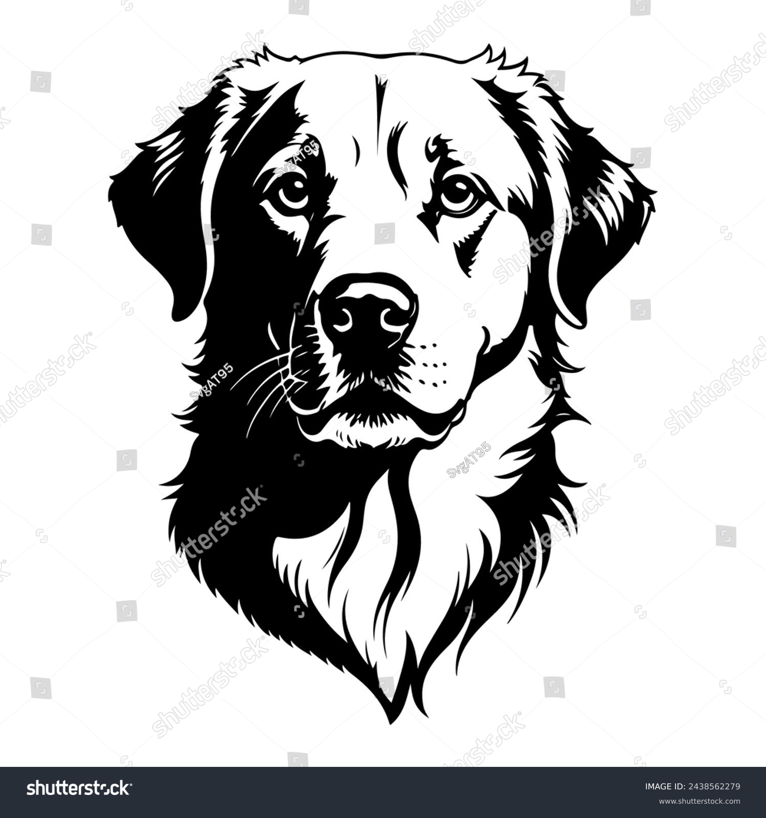 SVG of Portrait of a Anatolian Shepherd Dog Vector isolated on white background, Dog Silhouettes. svg