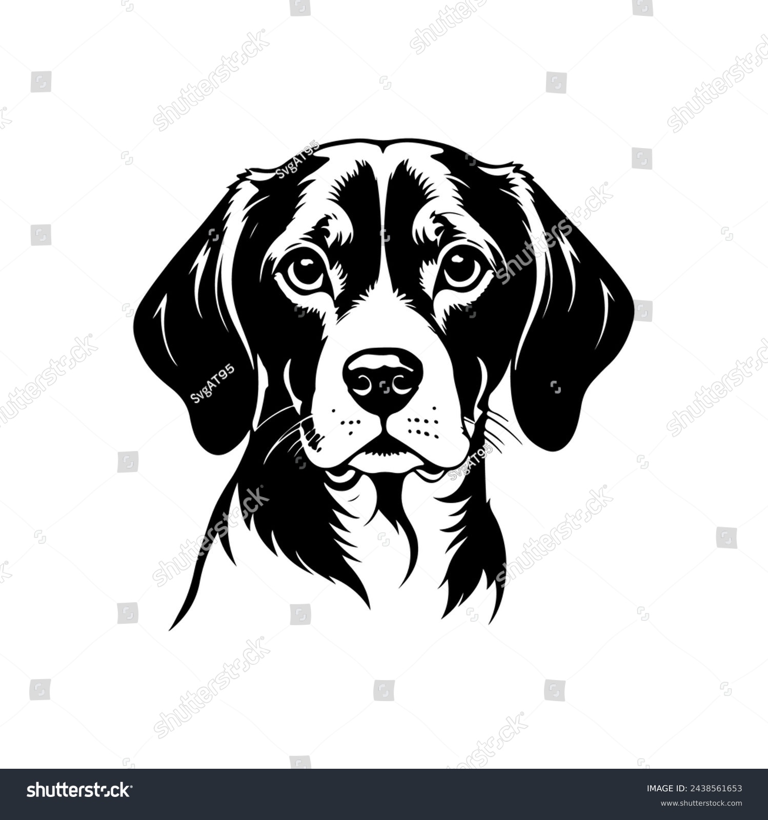 SVG of Portrait of a Beagle Dog Vector isolated on white background, Dog Silhouettes. svg