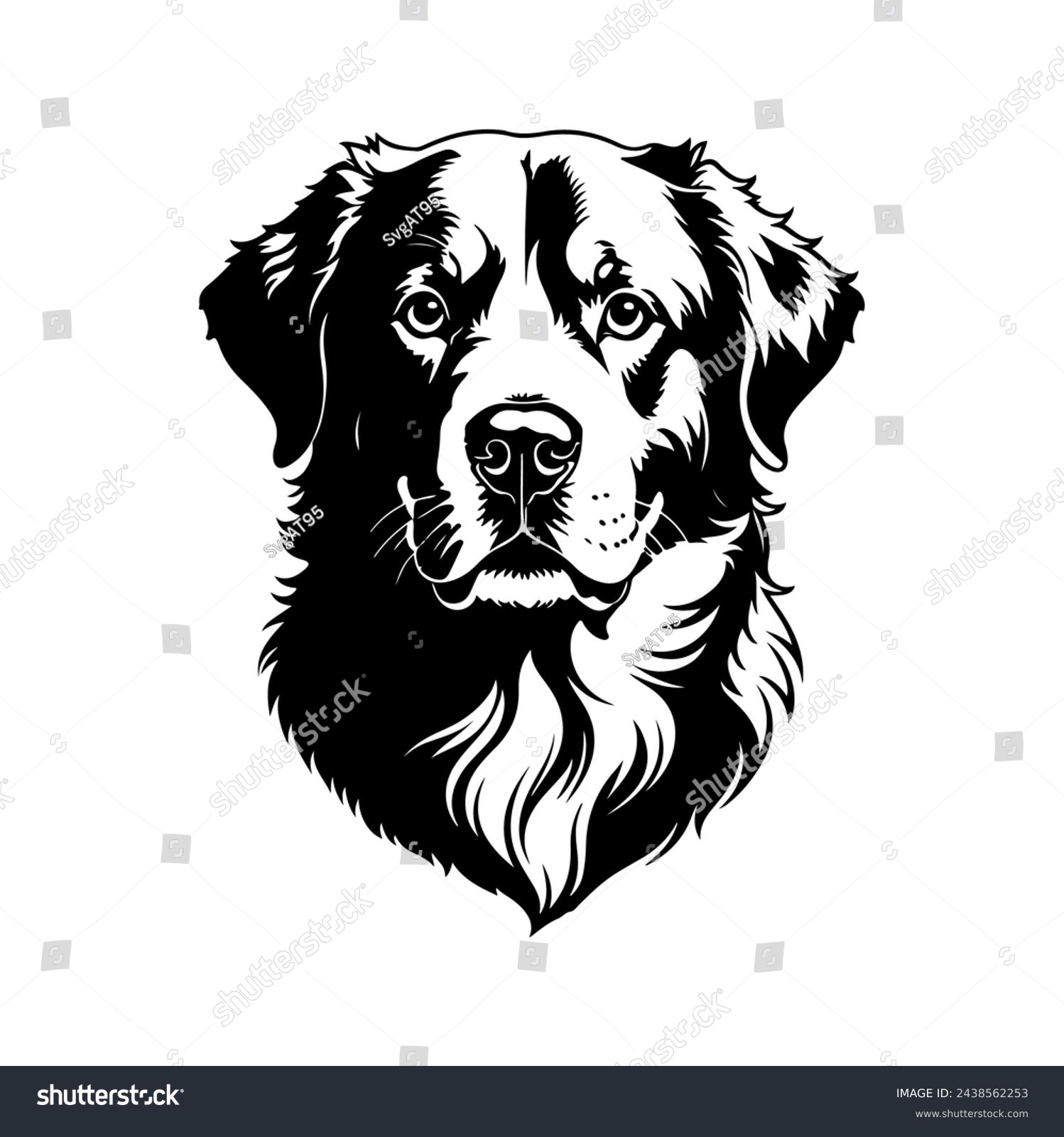 SVG of Portrait of a Bernese Mountain Dog Vector isolated on white background, Dog Silhouettes. svg
