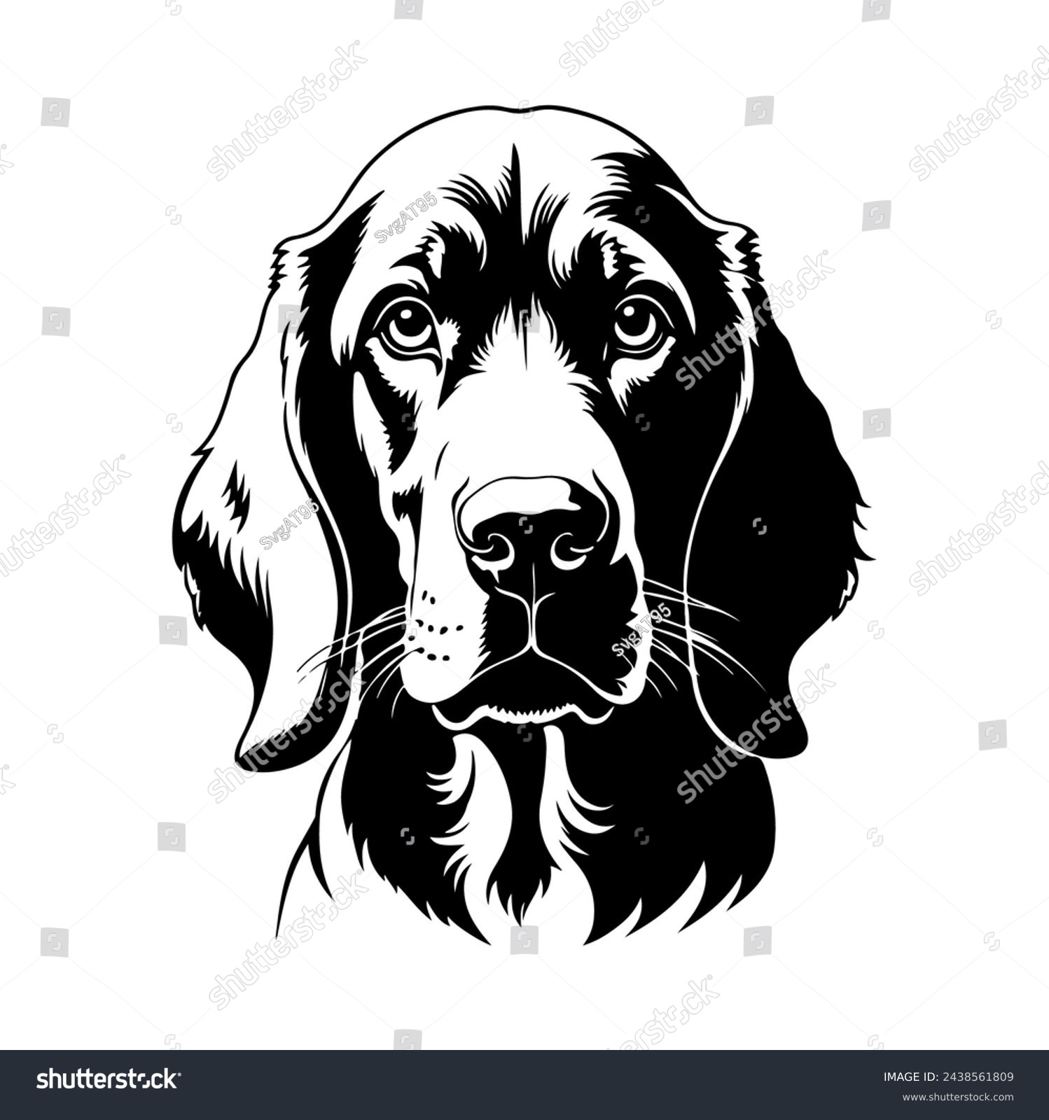 SVG of Portrait of a Bloodhound Dog Vector isolated on white background, Dog Silhouettes. svg