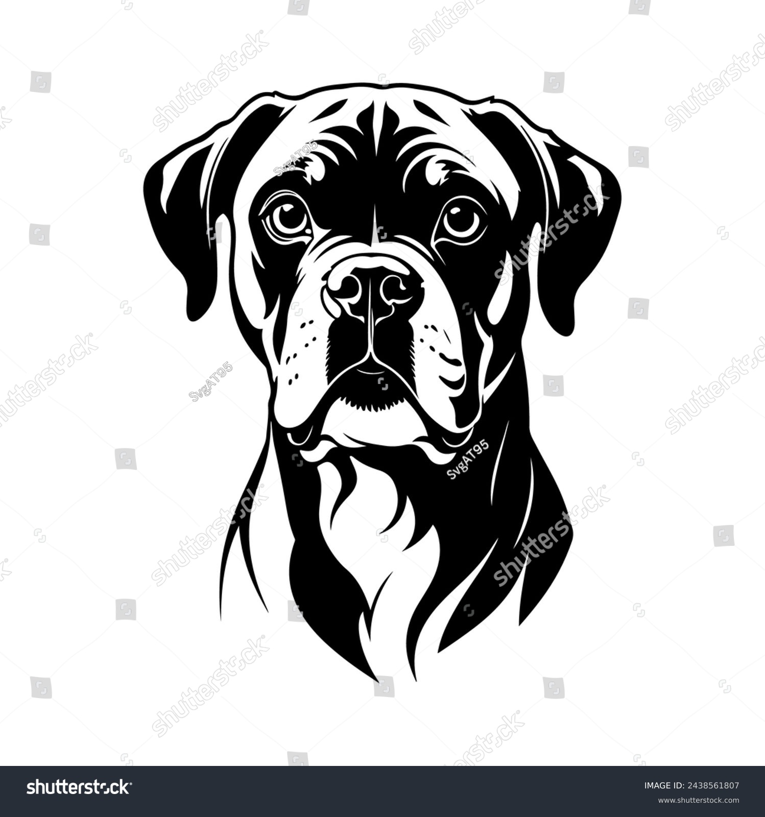SVG of Portrait of a Boxer Dog Vector isolated on white background, Dog Silhouettes. svg