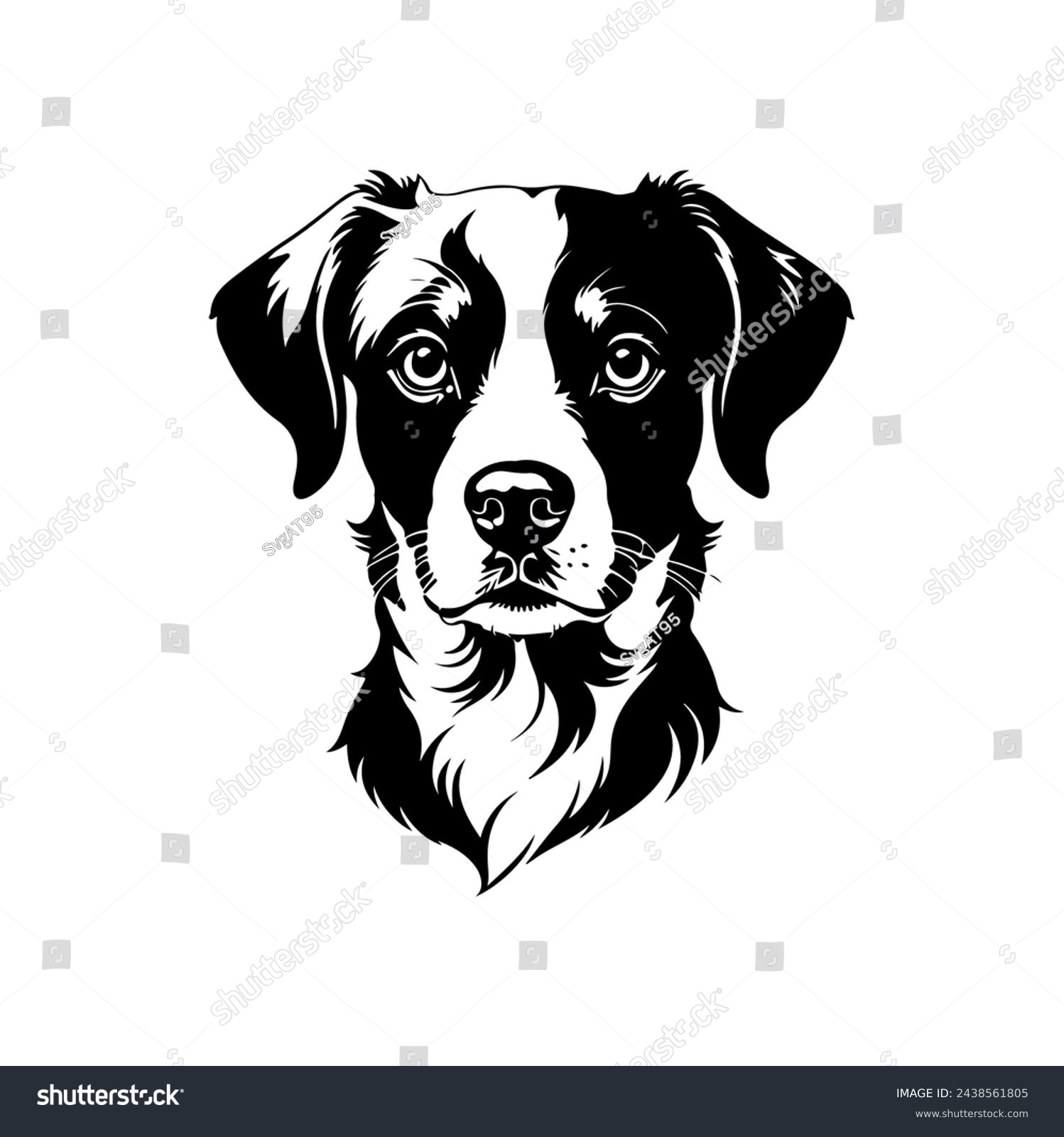 SVG of Portrait of a Brittany Dog Vector isolated on white background, Dog Silhouettes. svg