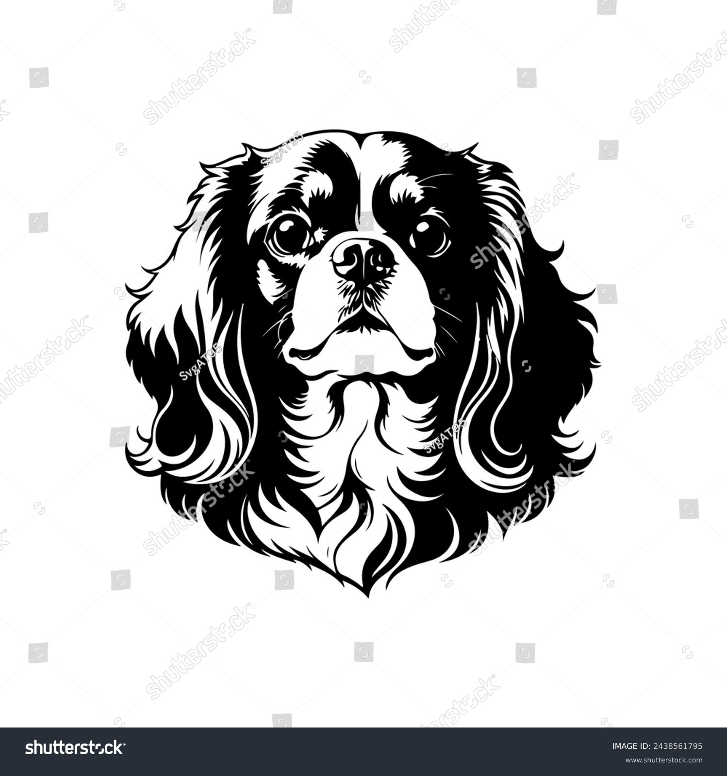 SVG of Portrait of a Cavalier King Charles Spaniel Dog Vector isolated on white background, Dog Silhouettes. svg