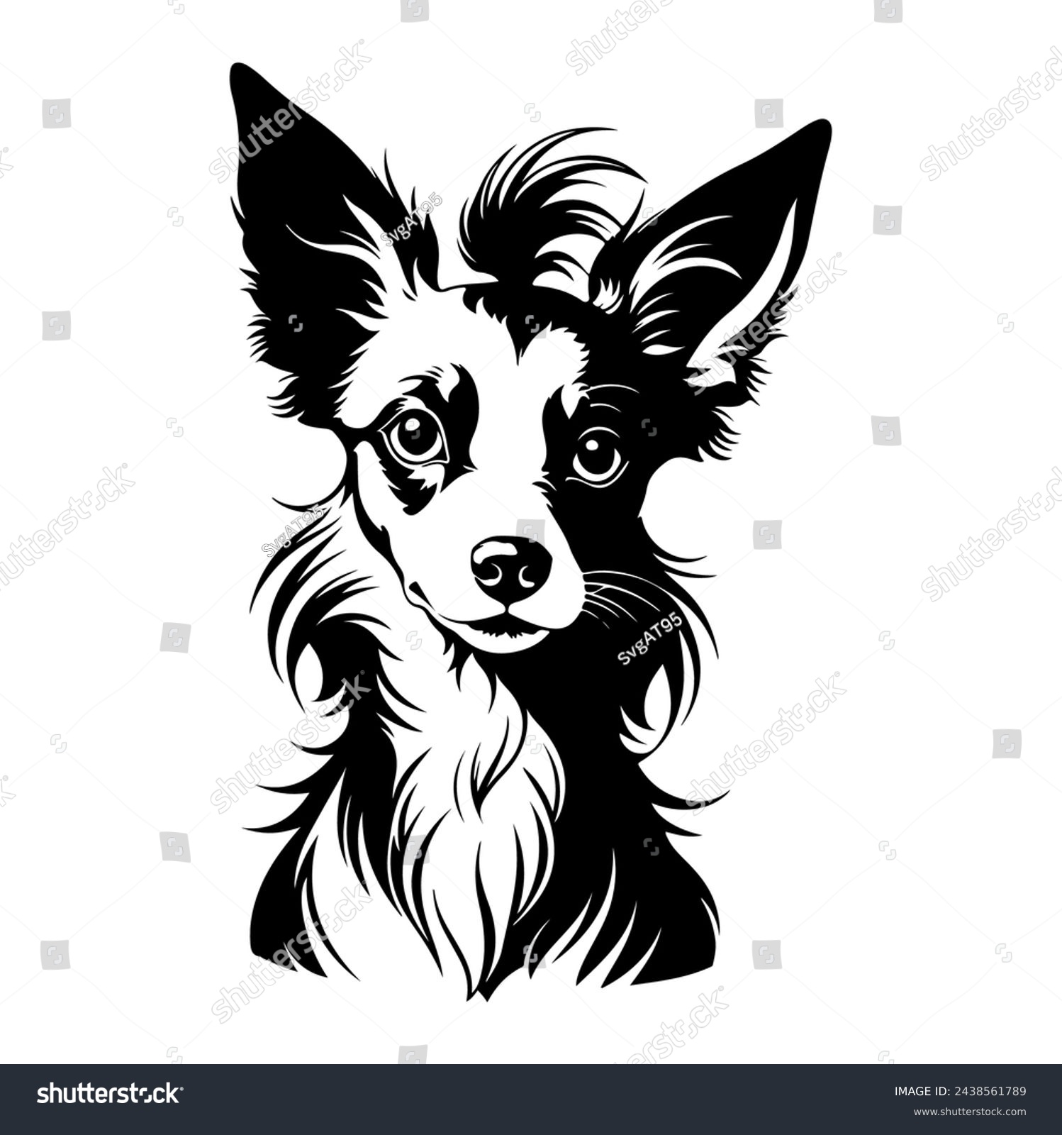 SVG of Portrait of a Chinese Crested Dog Vector isolated on white background, Dog Silhouettes. svg