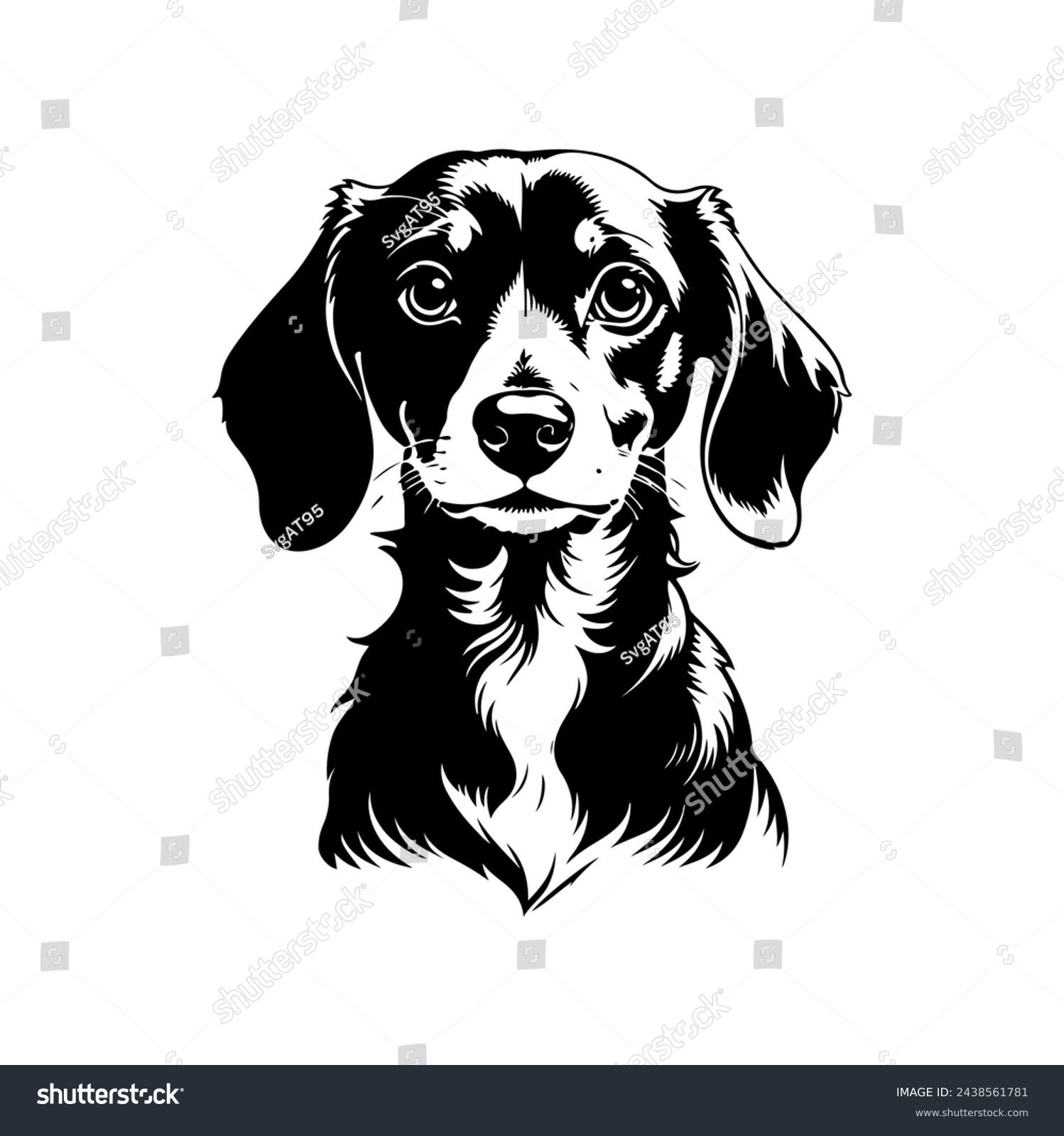 SVG of Portrait of a Dachshund Dog Vector isolated on white background, Dog Silhouettes. svg