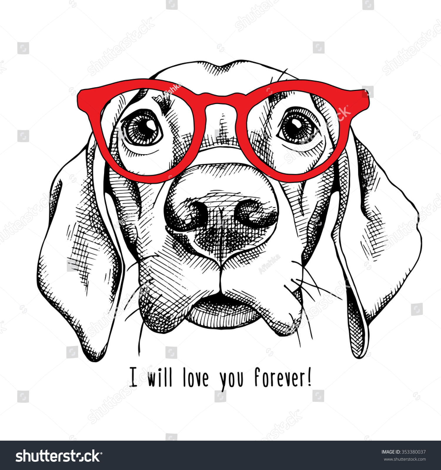 Portrait Dog Labrador Red Glasses Vector Stock Vector (Royalty Free ...