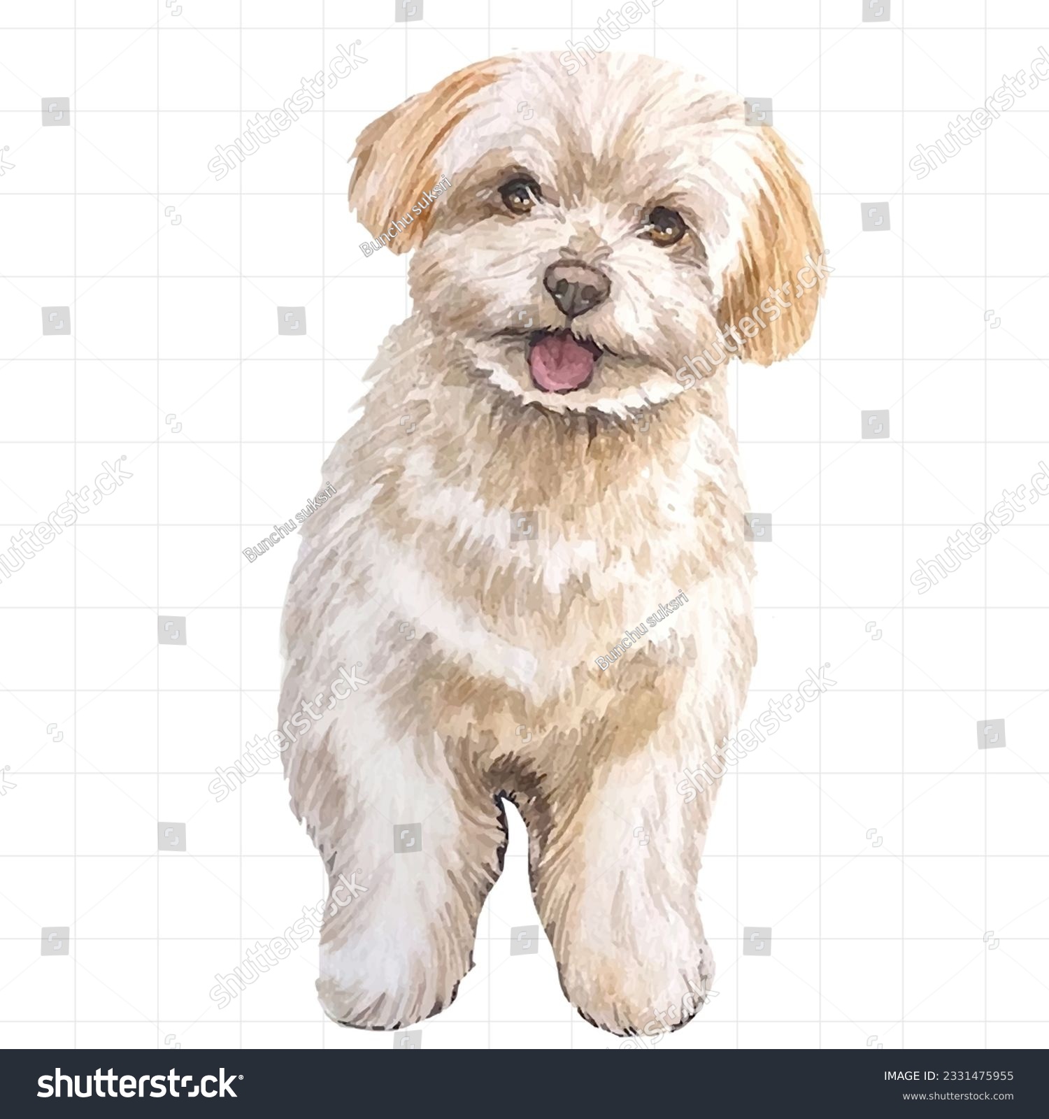 SVG of Portrait of a dog painted in watercolor on a white background. svg