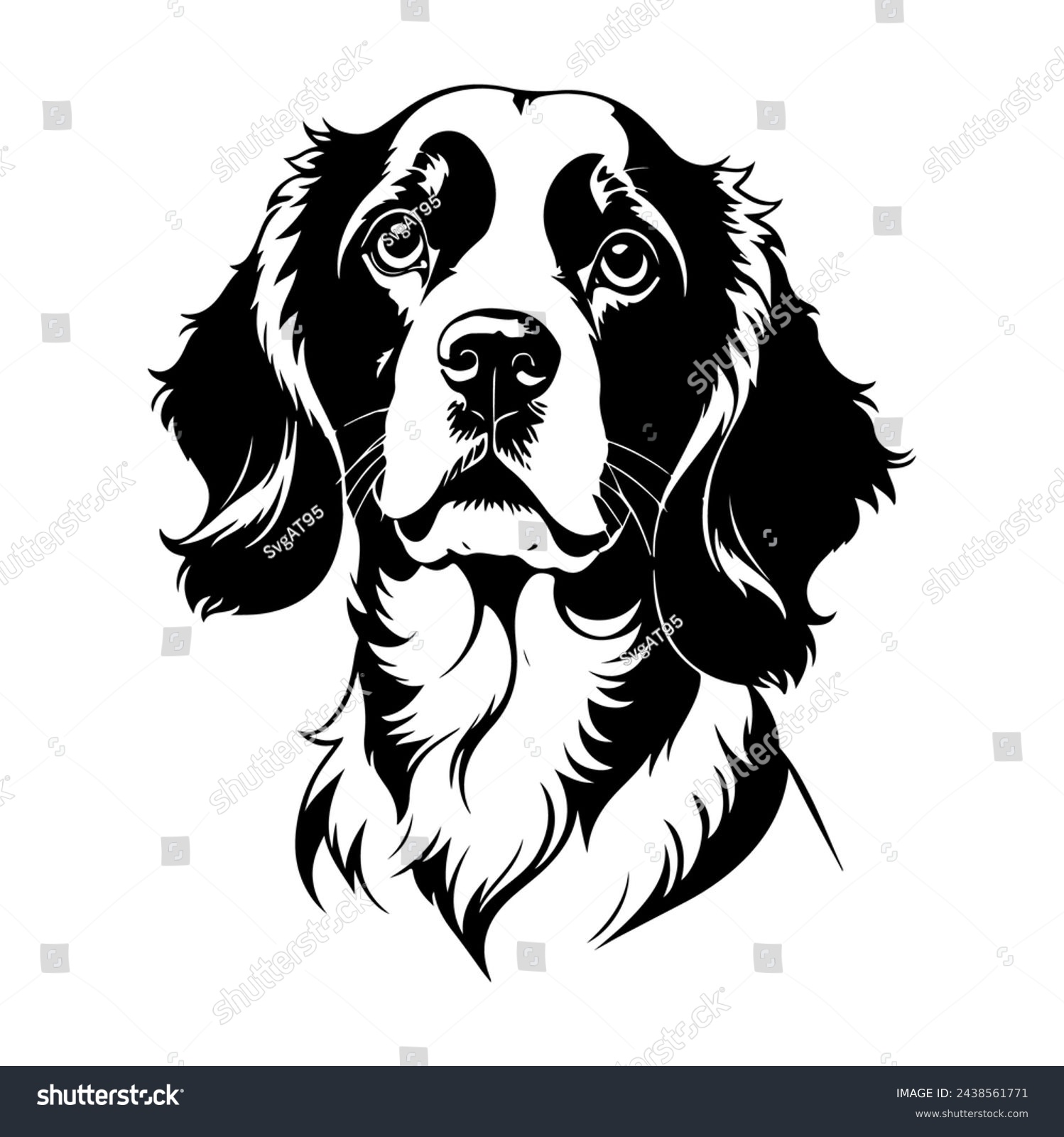 SVG of Portrait of a English Springer Spaniel Dog Vector isolated on white background, Dog Silhouettes. svg