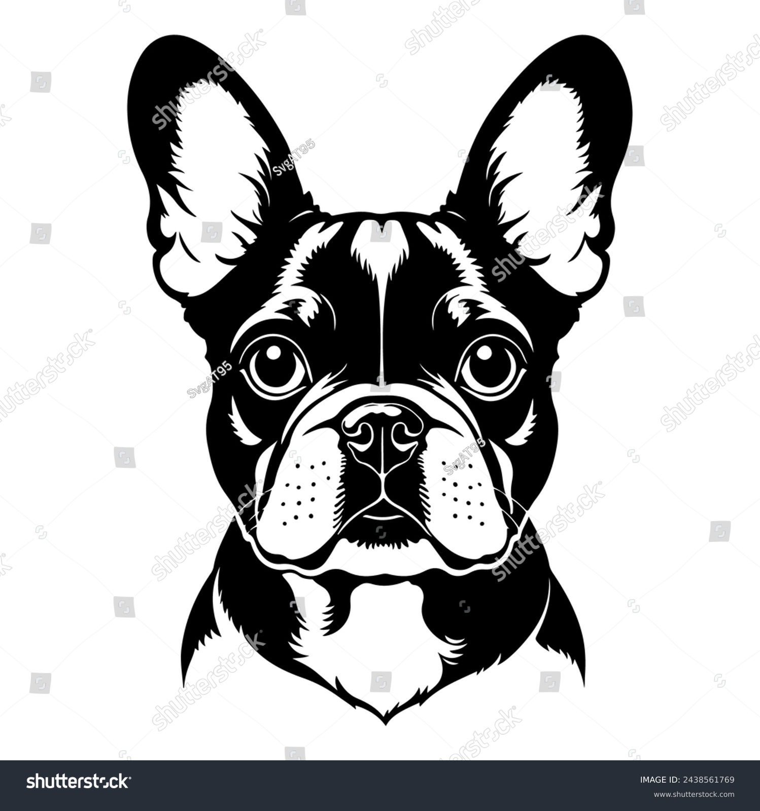 SVG of Portrait of a French Bulldog Dog Vector isolated on white background, Dog Silhouettes. svg