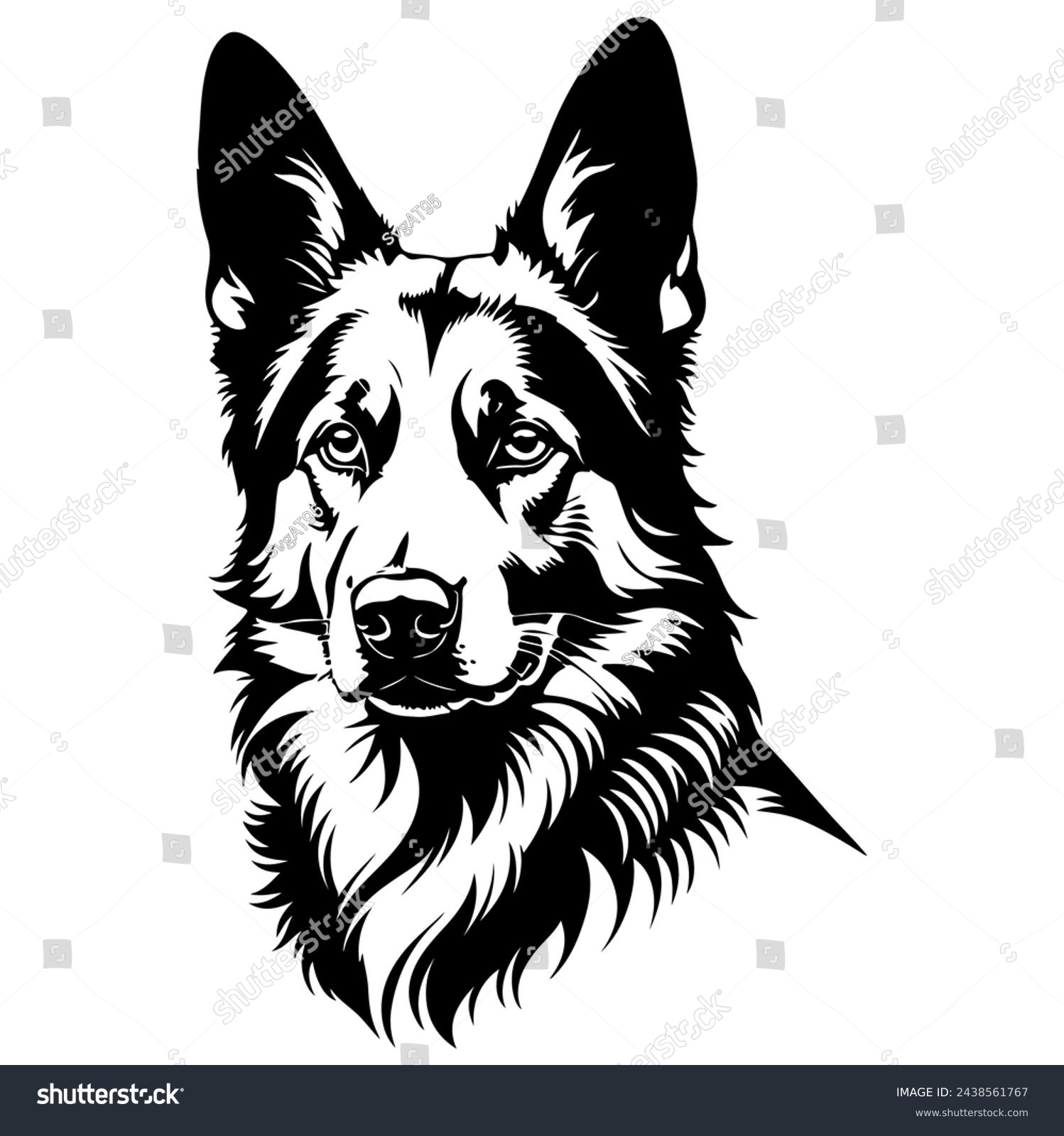 SVG of Portrait of a German Shepherd Dog Vector isolated on white background, Dog Silhouettes. svg